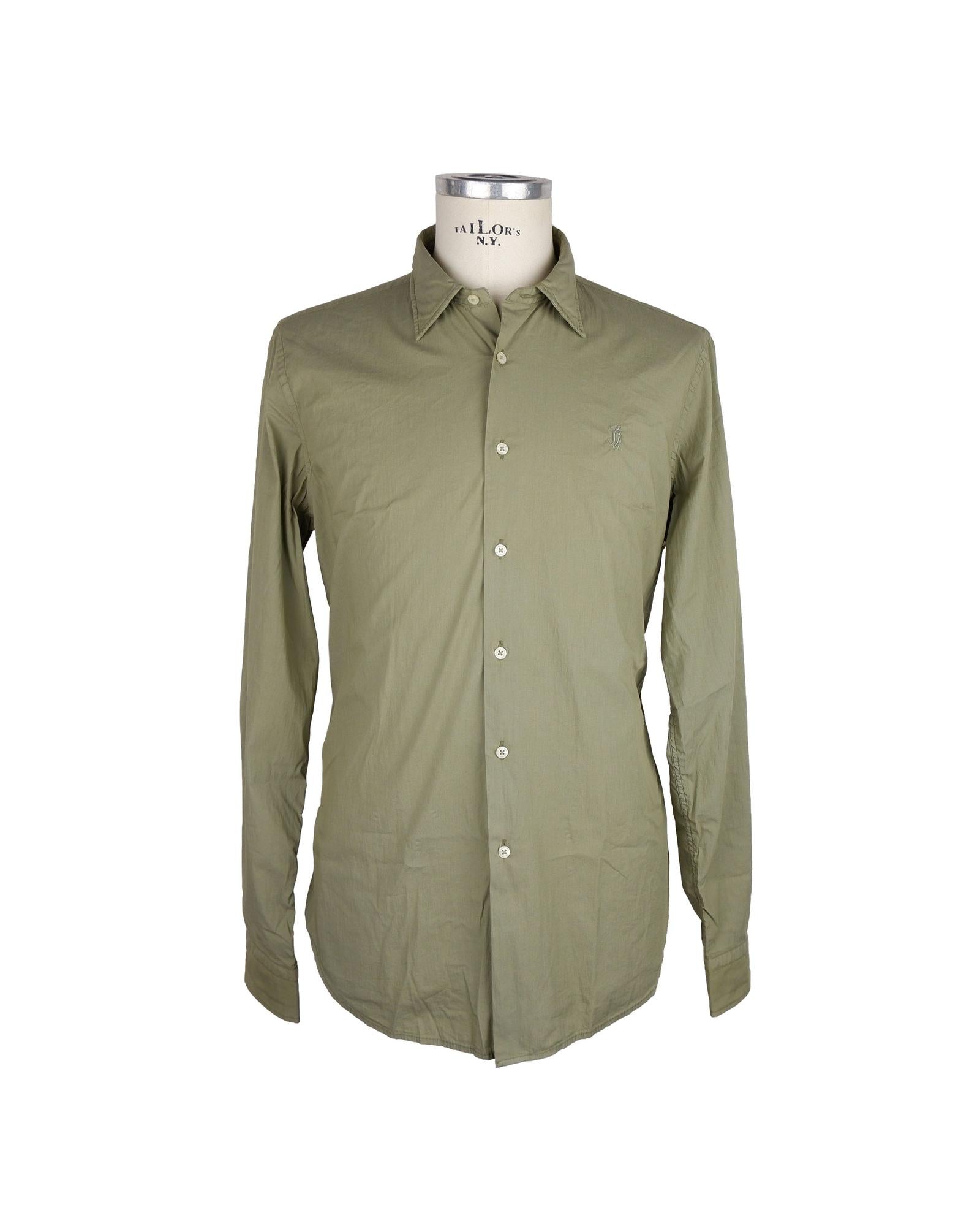 Mens Long-Sleeved Cotton Shirt with Logo Detail XL Men