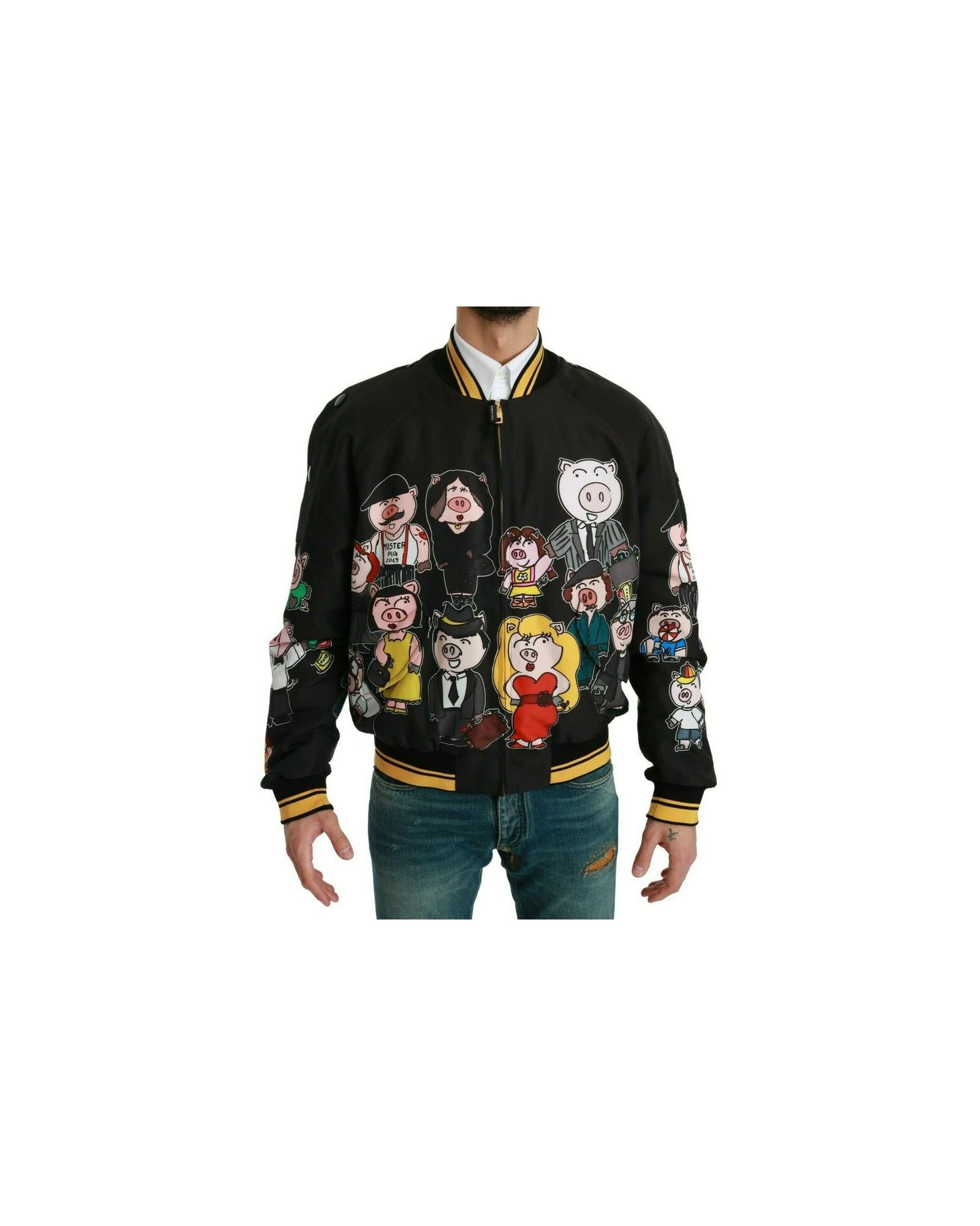 Dolce &amp; Gabbana Bomber Jacket with Multicolor Motive 44 IT Men