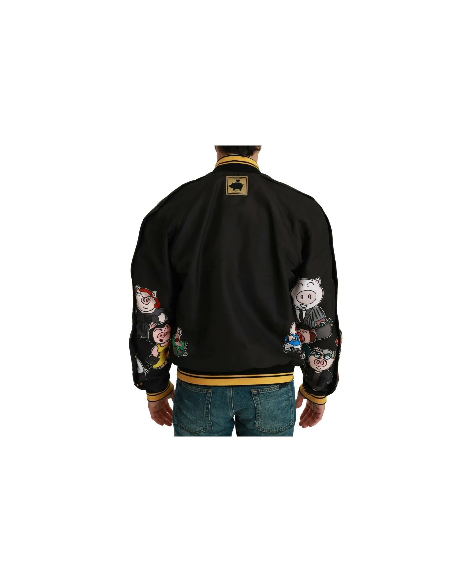 Dolce &amp; Gabbana Bomber Jacket with Multicolor Motive 44 IT Men