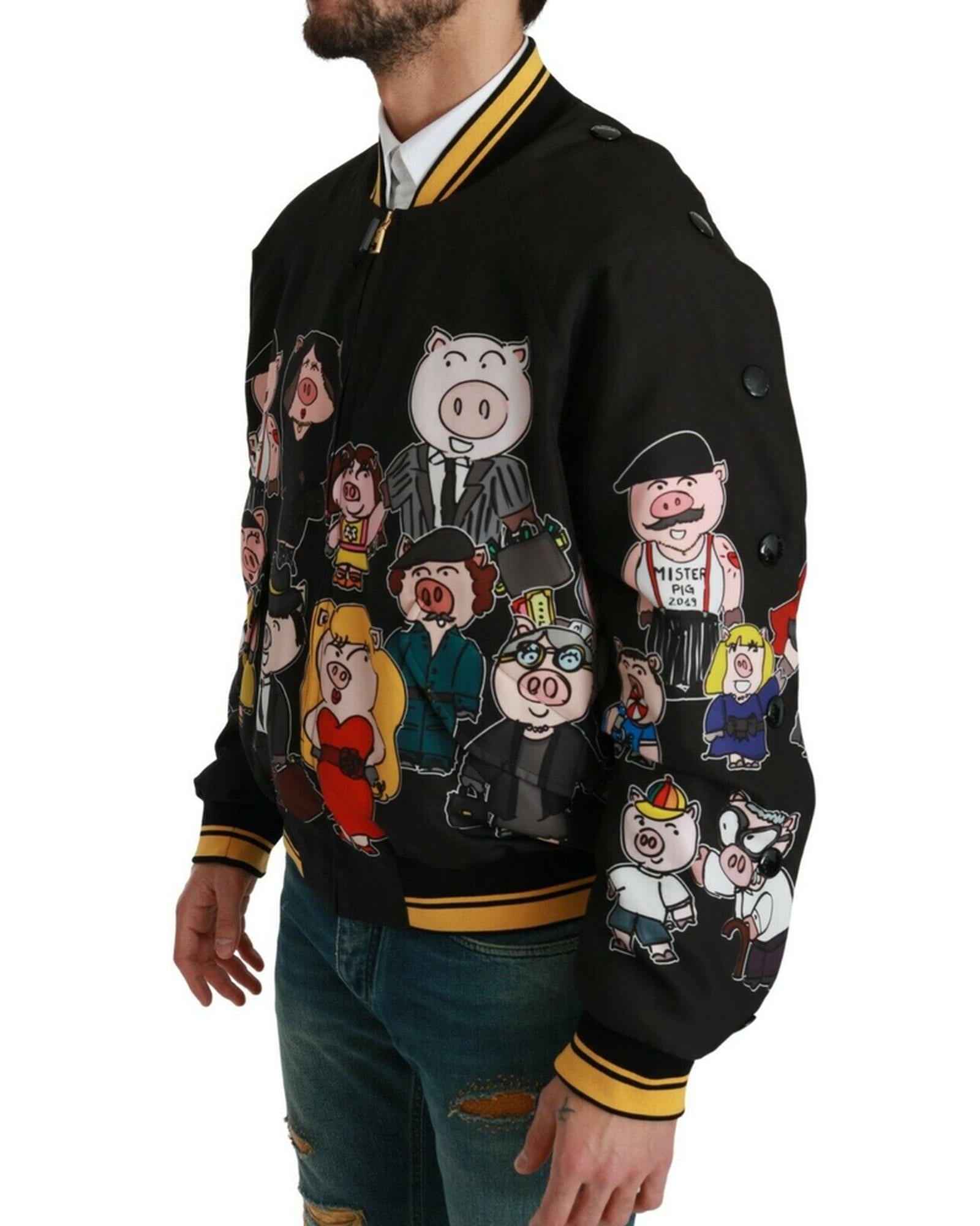 Dolce &amp; Gabbana Bomber Jacket with Multicolor Motive 44 IT Men