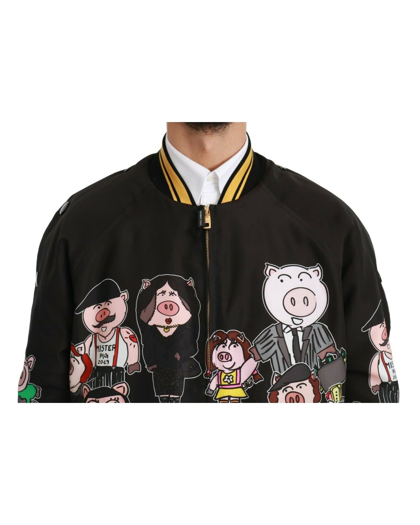 Dolce &amp; Gabbana Bomber Jacket with Multicolor Motive 44 IT Men