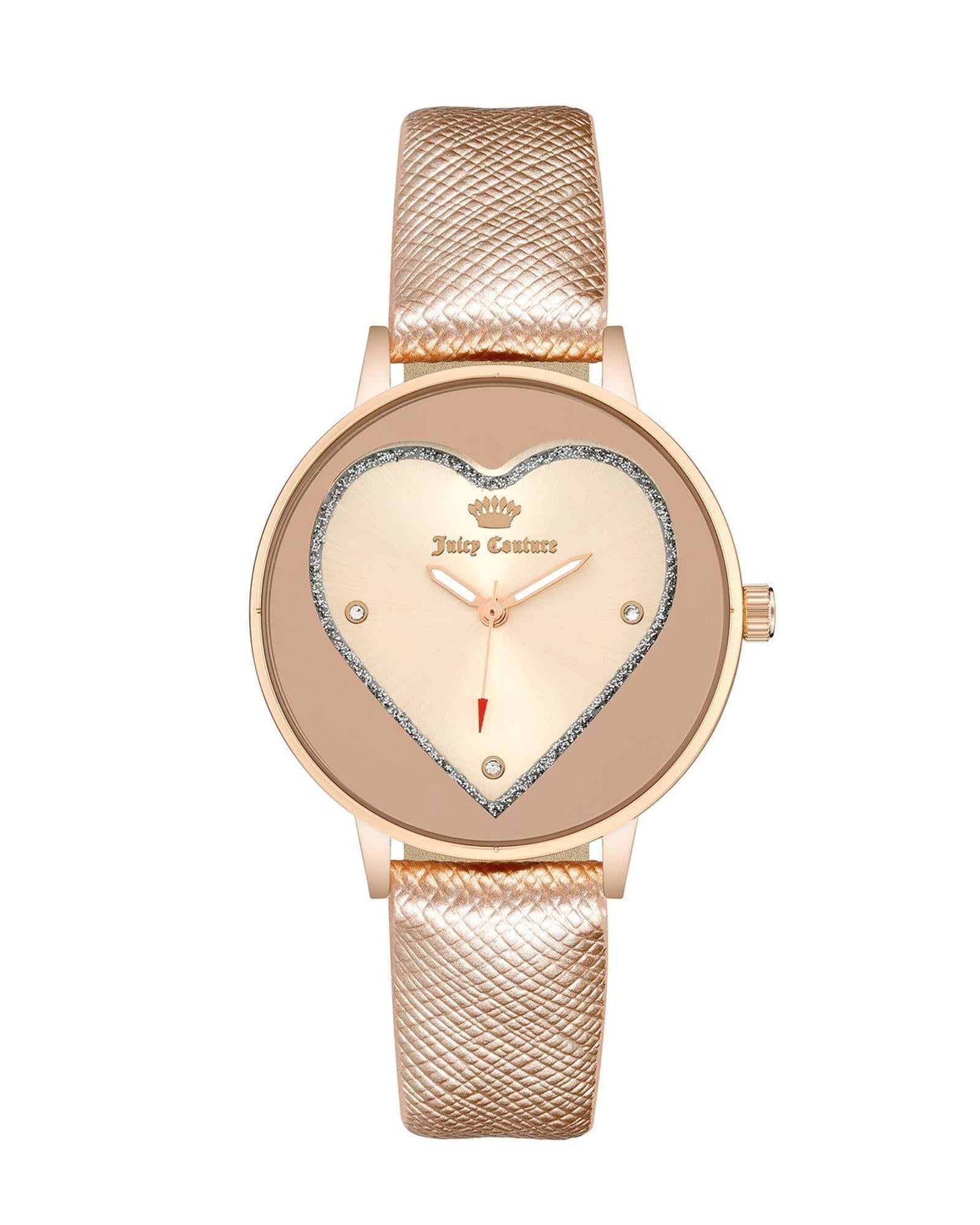 Rose Gold Rhinestone Fashion Analog Watch with Leatherette Strap One Size Women