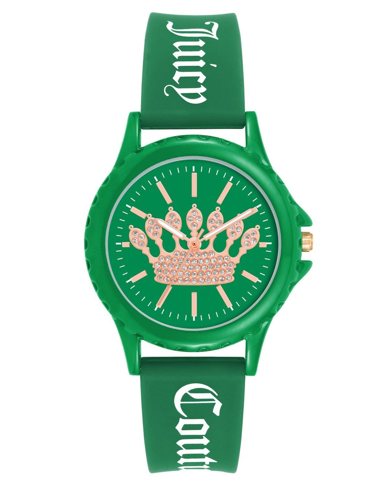 Green Fashion Quartz Analog Watch with Rhinestone Facing One Size Women