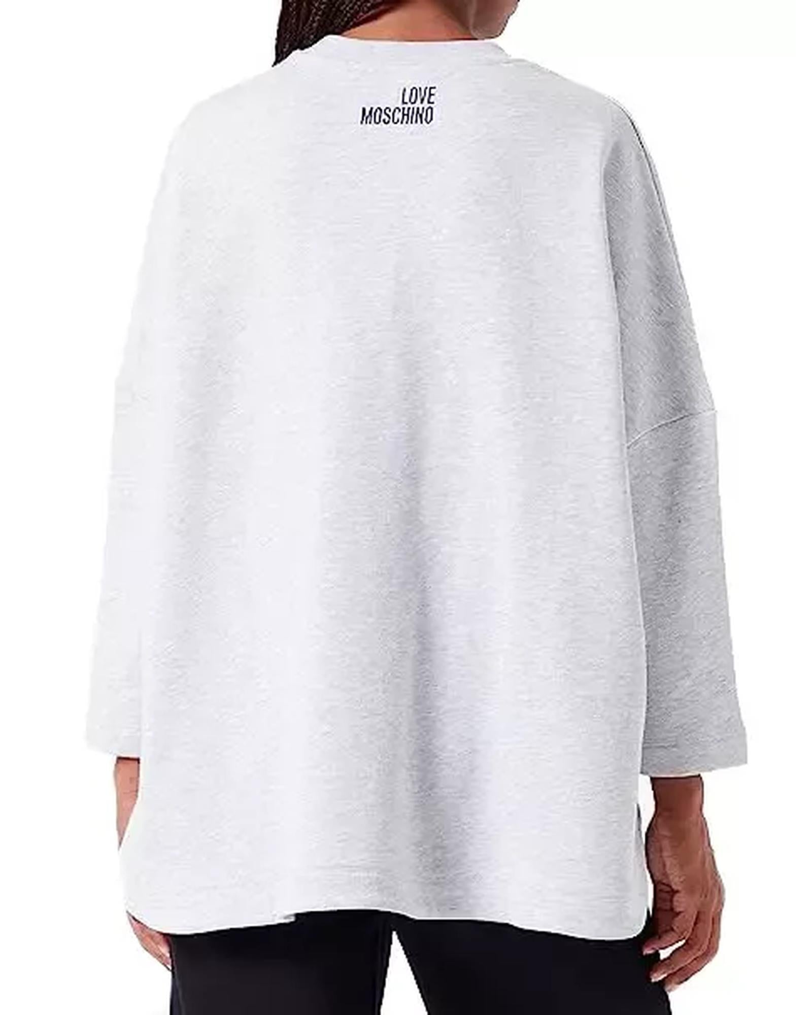 Oversized Crewneck Sweatshirt with Glued-Effect Glitter Print M Women