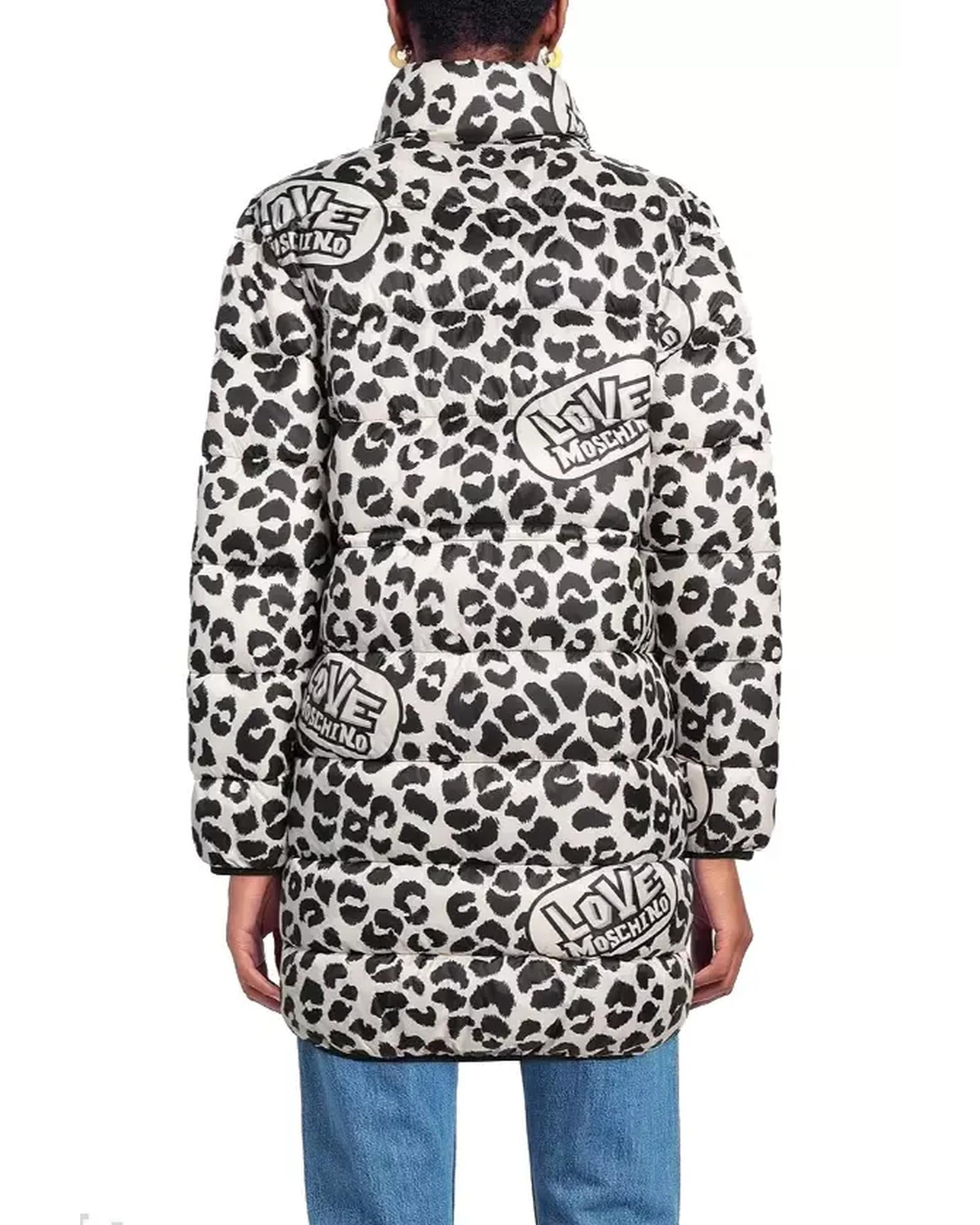 Leopard Print Logo Down Jacket 42 IT Women