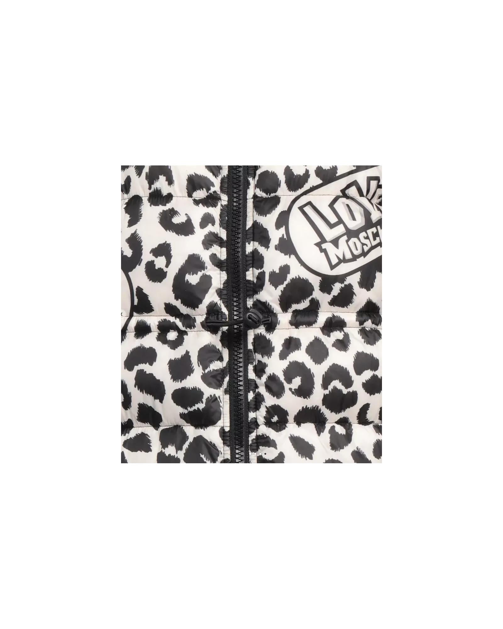 Leopard Print Logo Down Jacket 42 IT Women