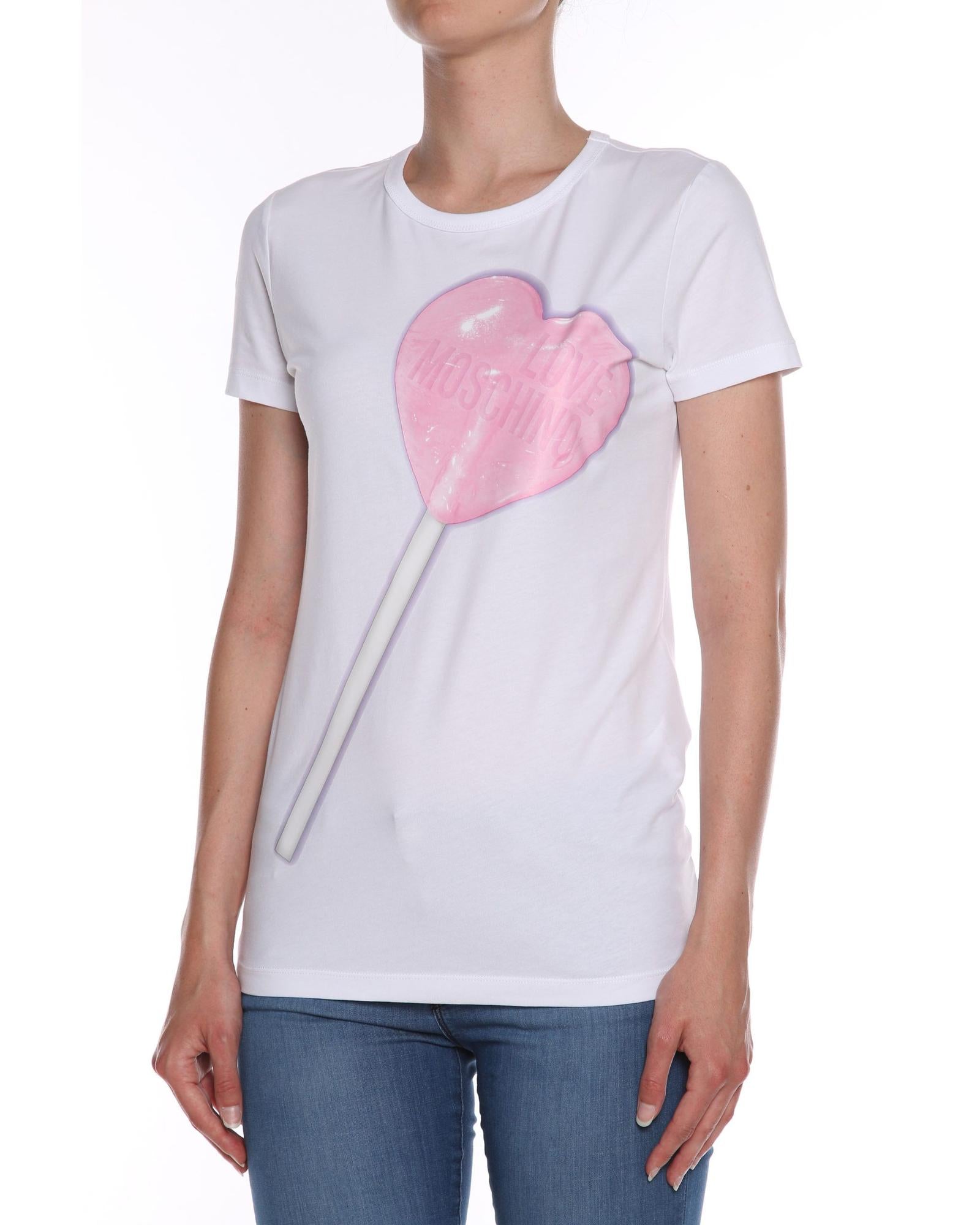 Graphic Print Cotton T-Shirt by Love Moschino 44 IT Women