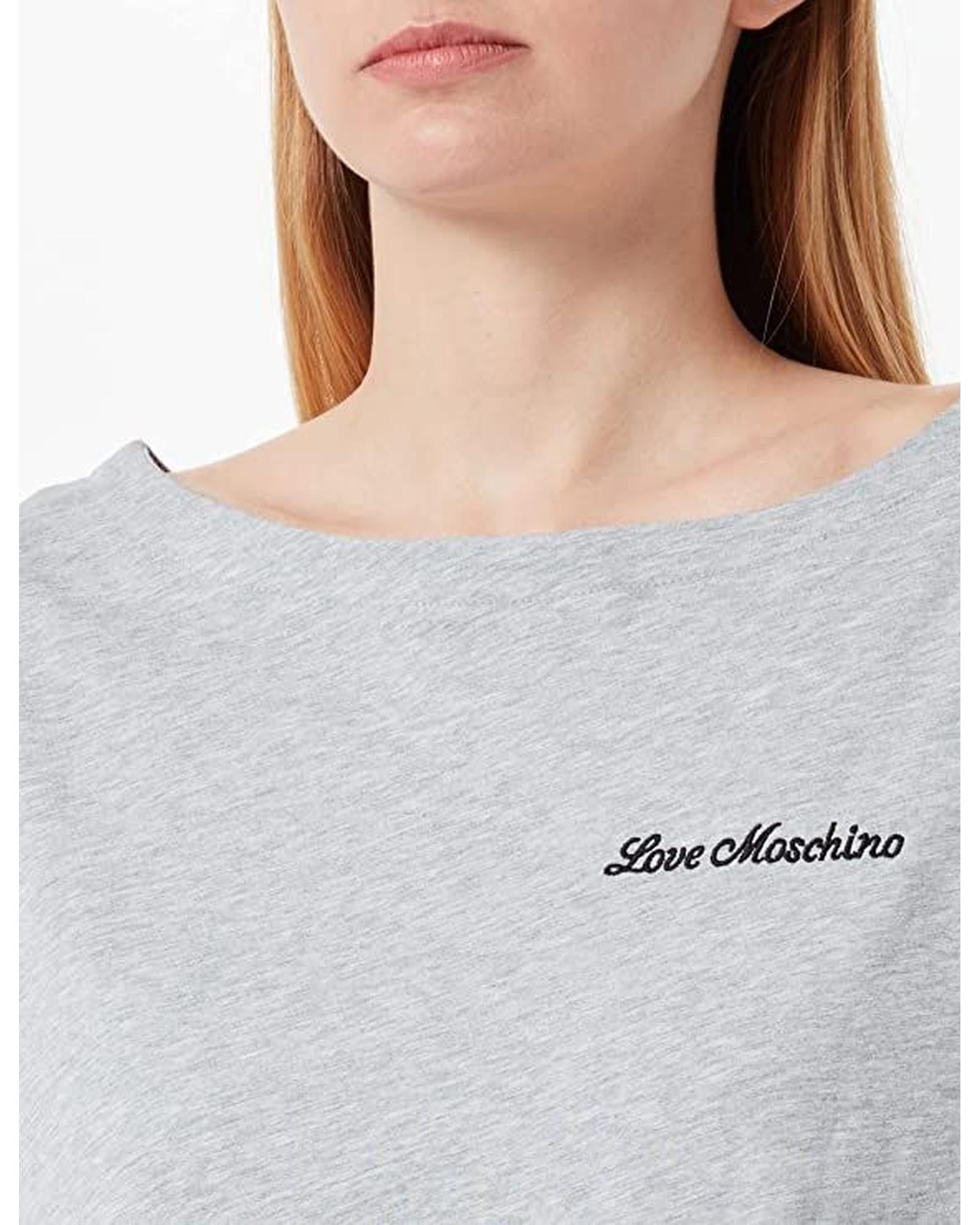 Love Moschino Logo Cotton T-Shirt with Heart Applique 42 IT Women