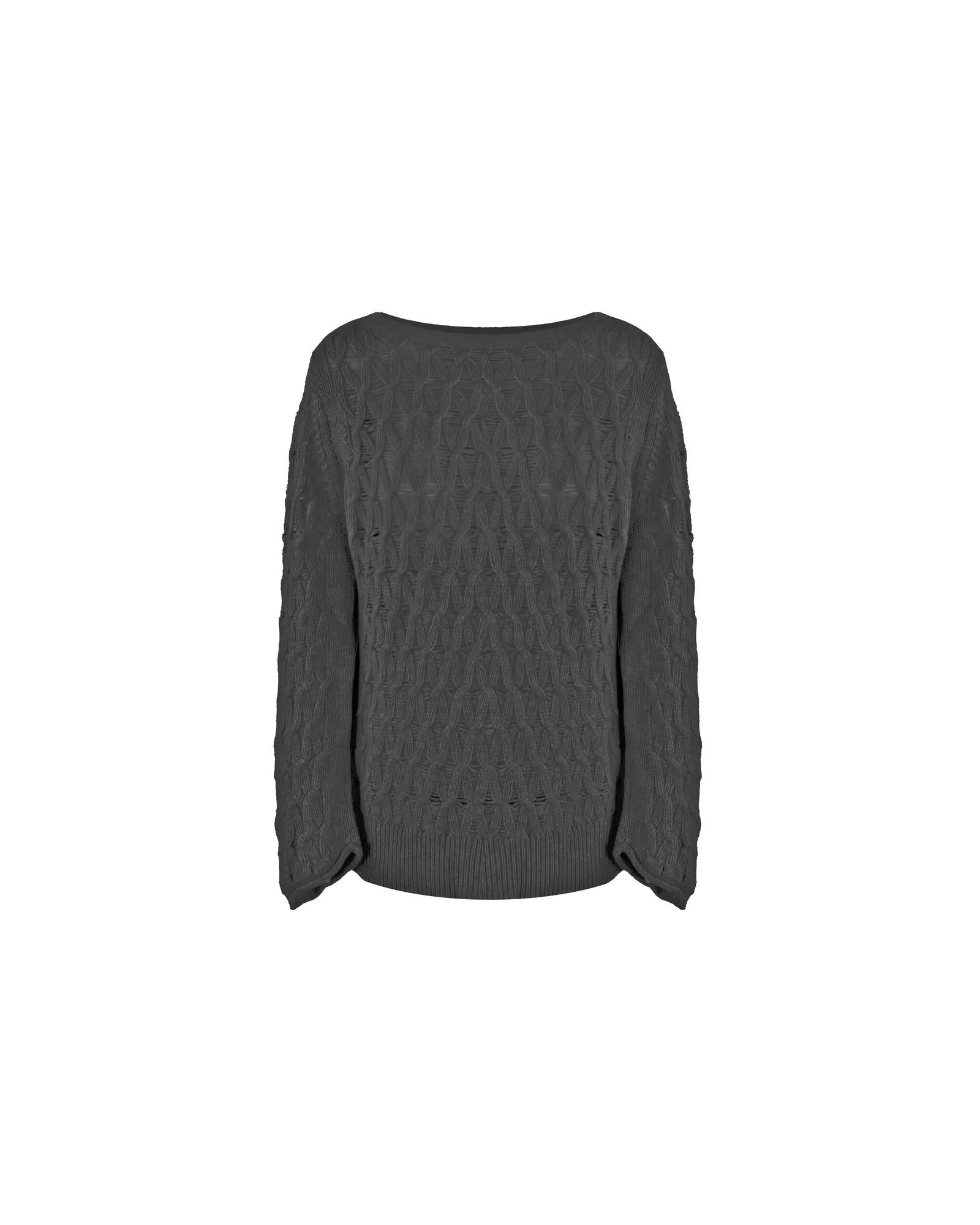 Boat Neck Wool and Cashmere Sweater with Rhombus Patterns S Women