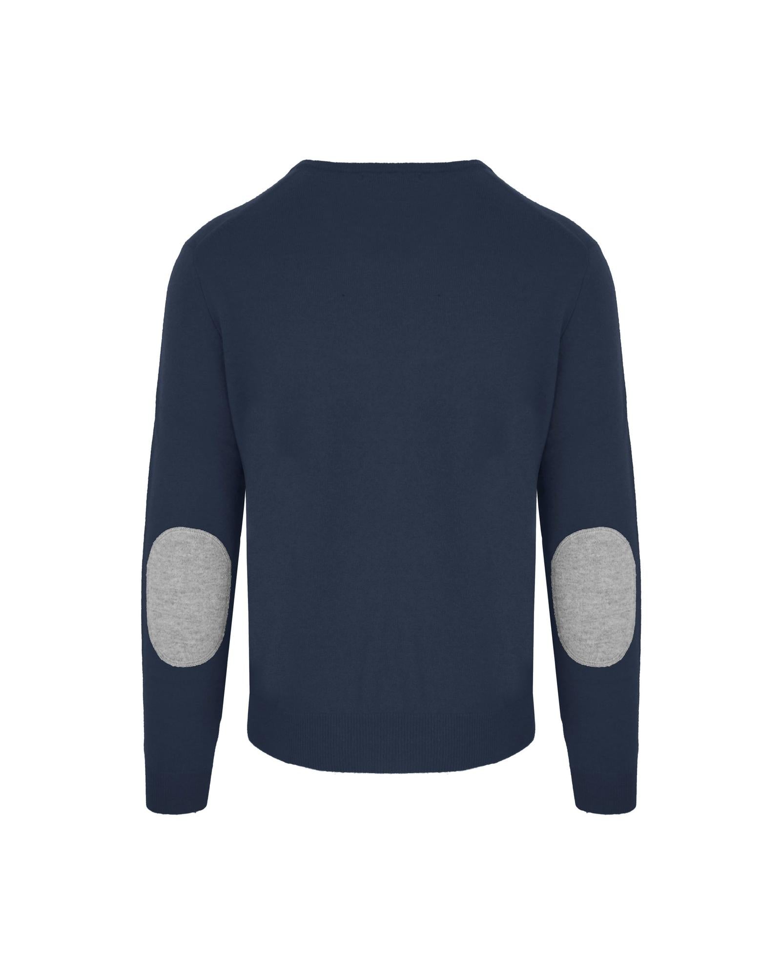 Navy Blue Wool and Cashmere Round Neck Sweatshirt L Men