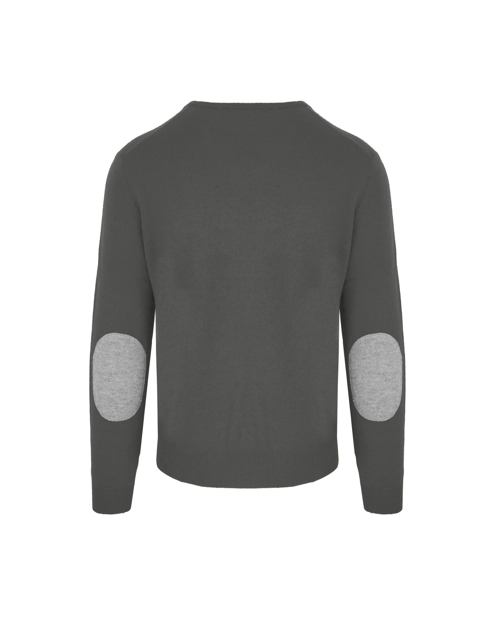 Luxury Anthracite Wool and Cashmere Round Neck Sweater M Men