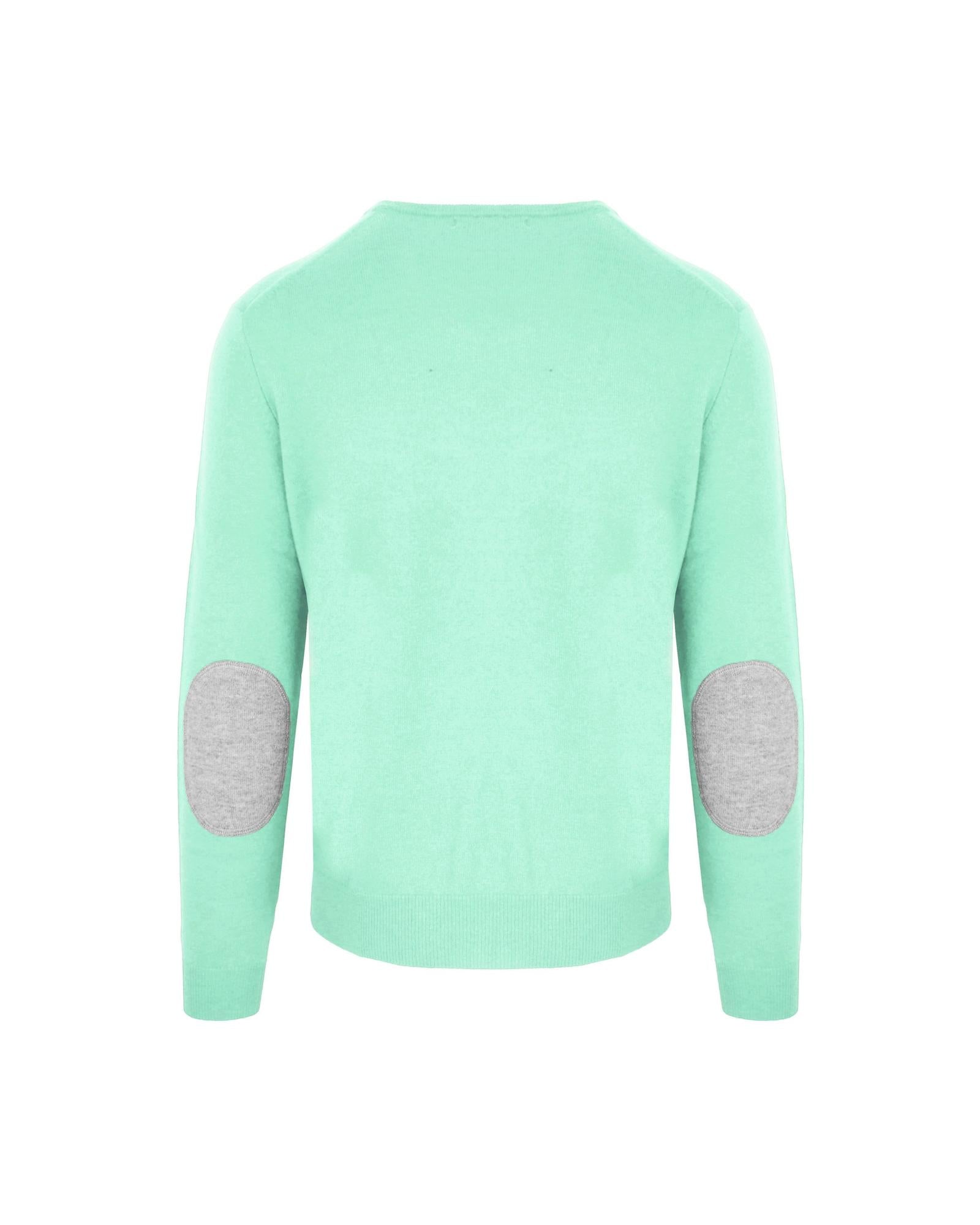 Luxury Green Wool and Cashmere Round Neck Sweater M Men