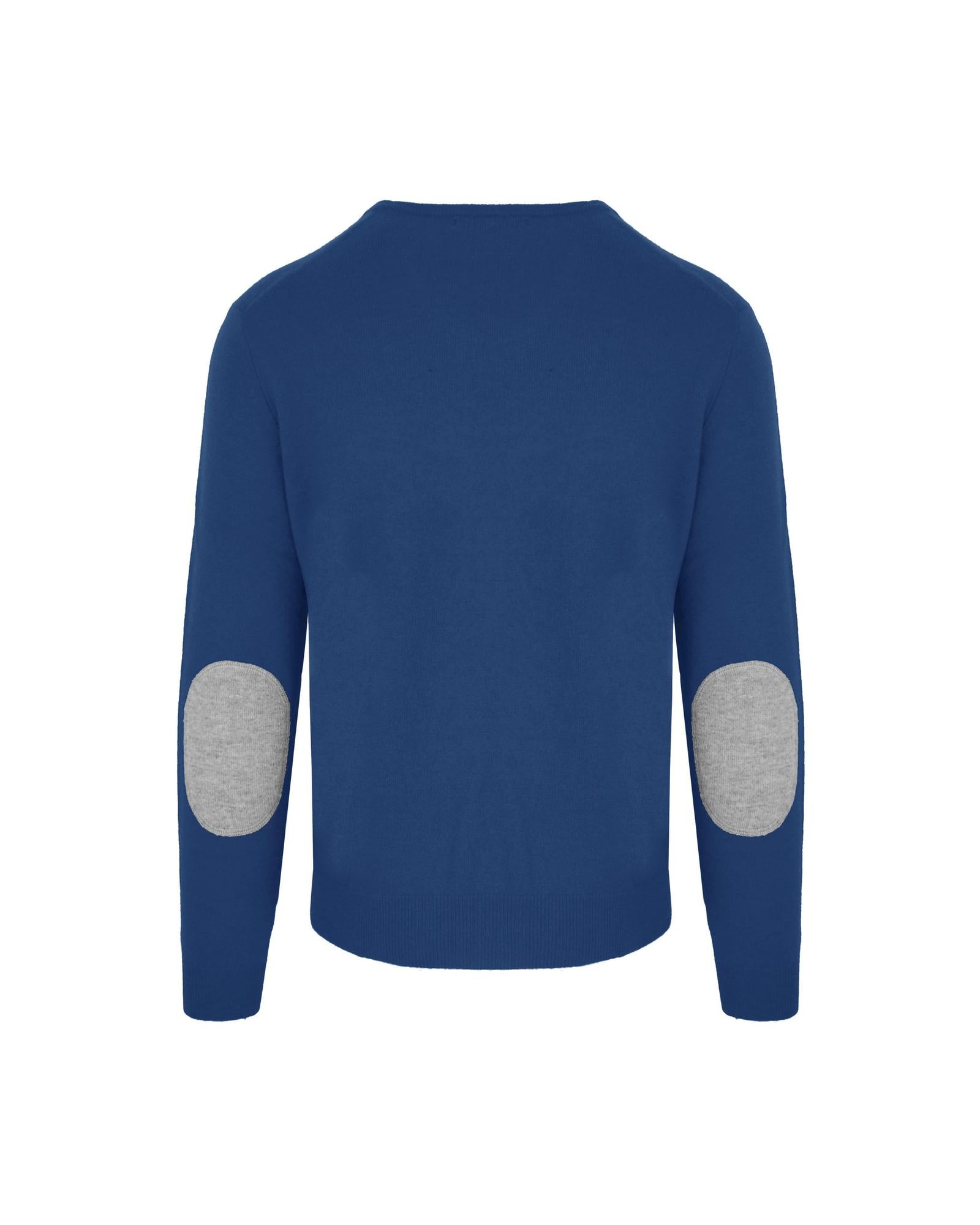 Malo Blue Round Neck Wool and Cashmere Sweater L Men