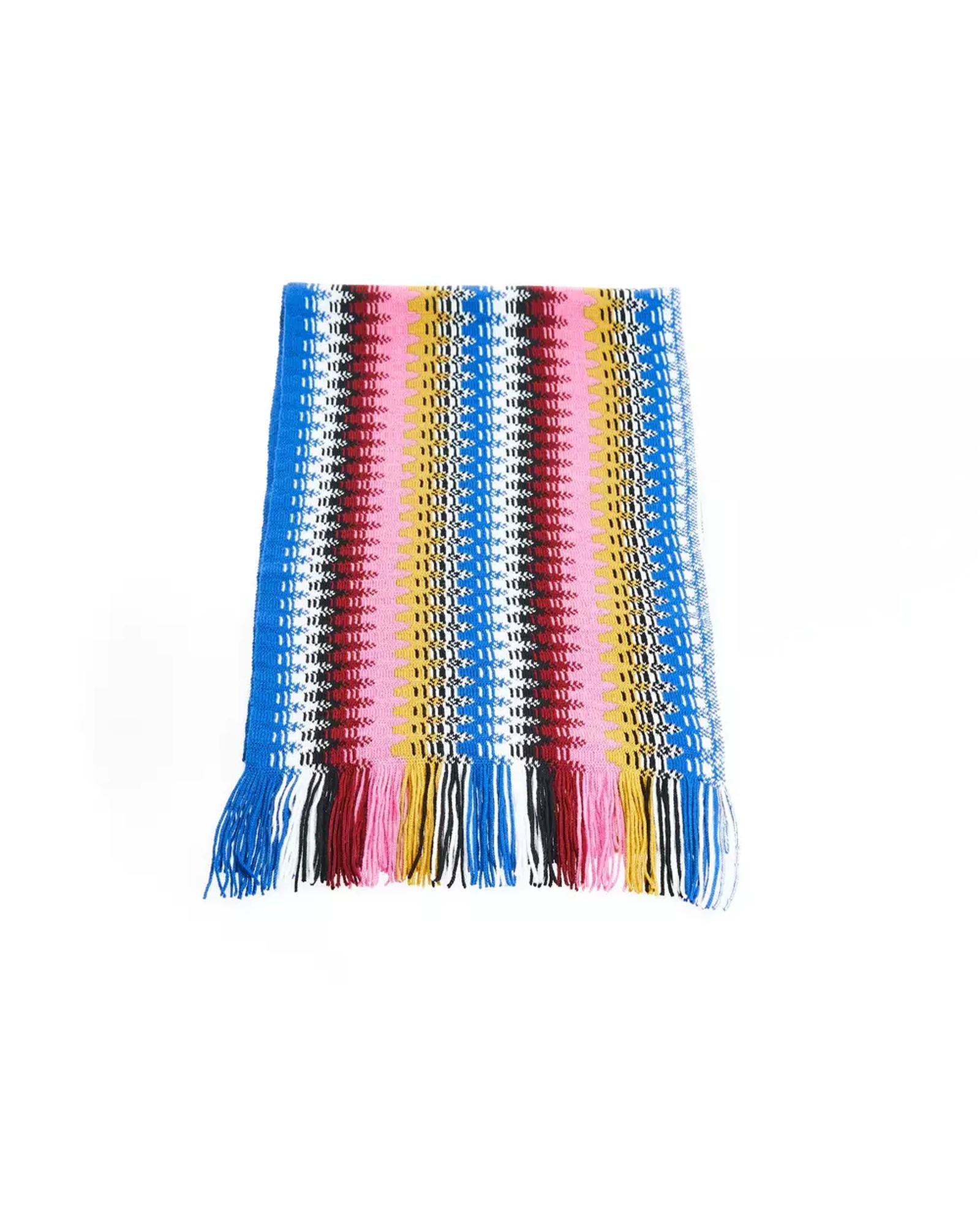 Geometric Pattern Fringed Scarf in Bright Colors One Size Women