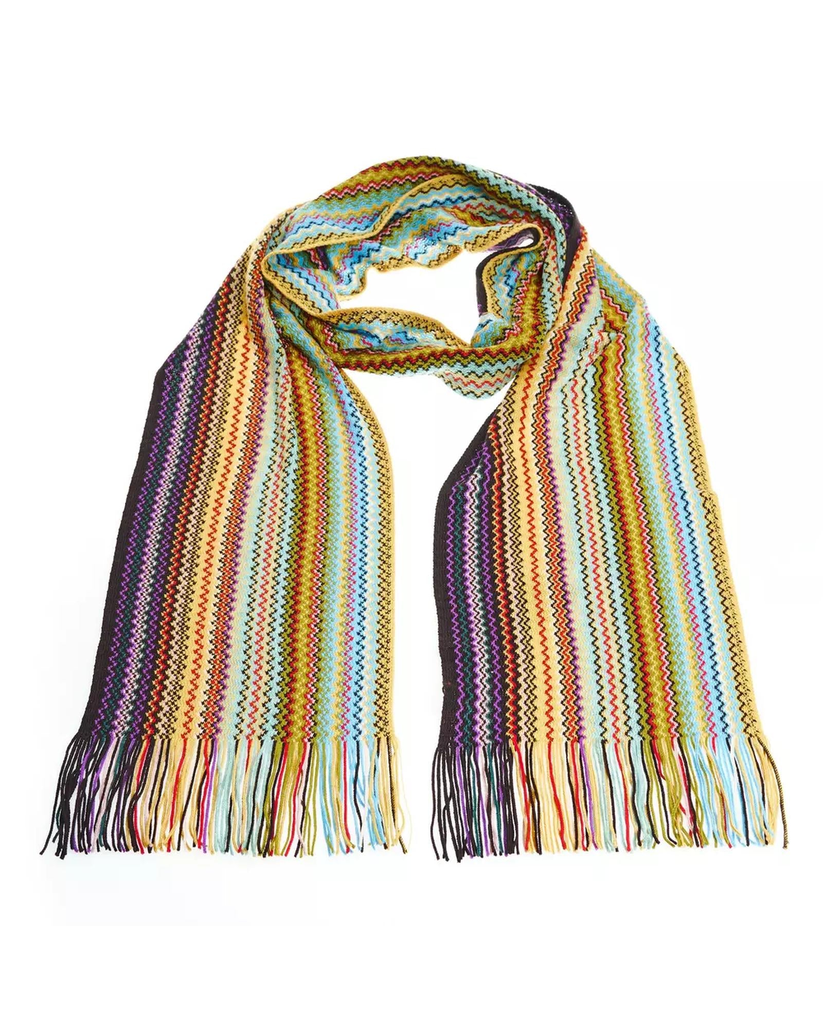 Geometric Fringed Scarf with Vibrant Colors One Size Women