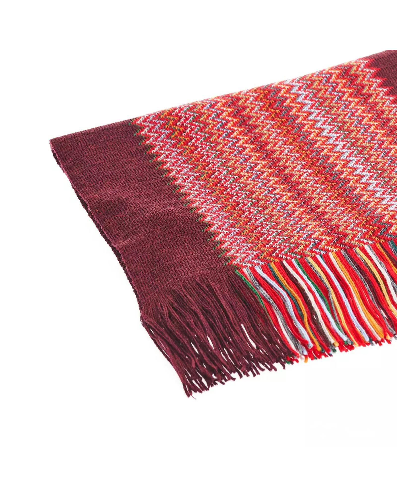 Geometric Pattern Fringed Scarf in Bright Colors One Size Men