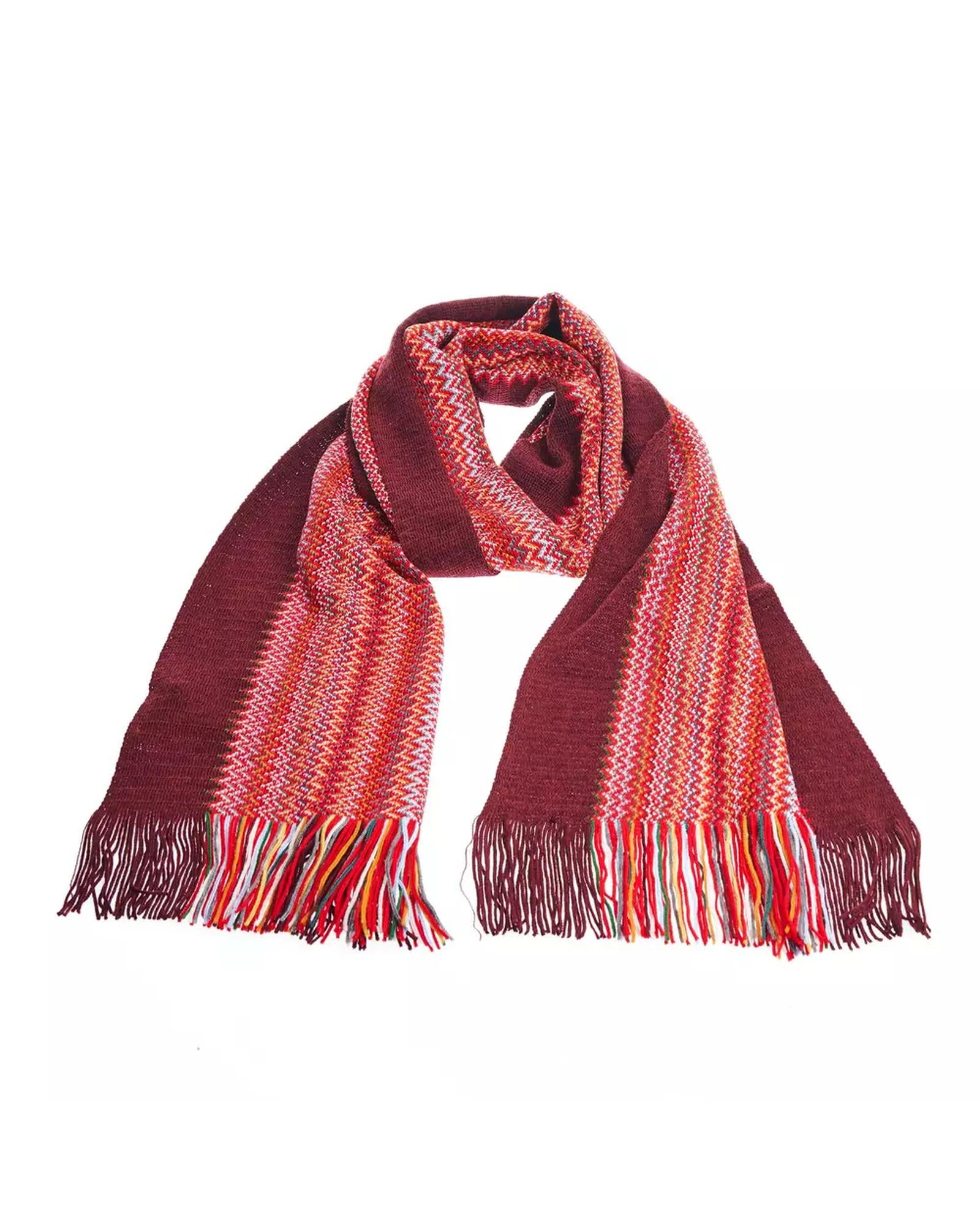 Geometric Pattern Fringed Scarf in Bright Colors One Size Men