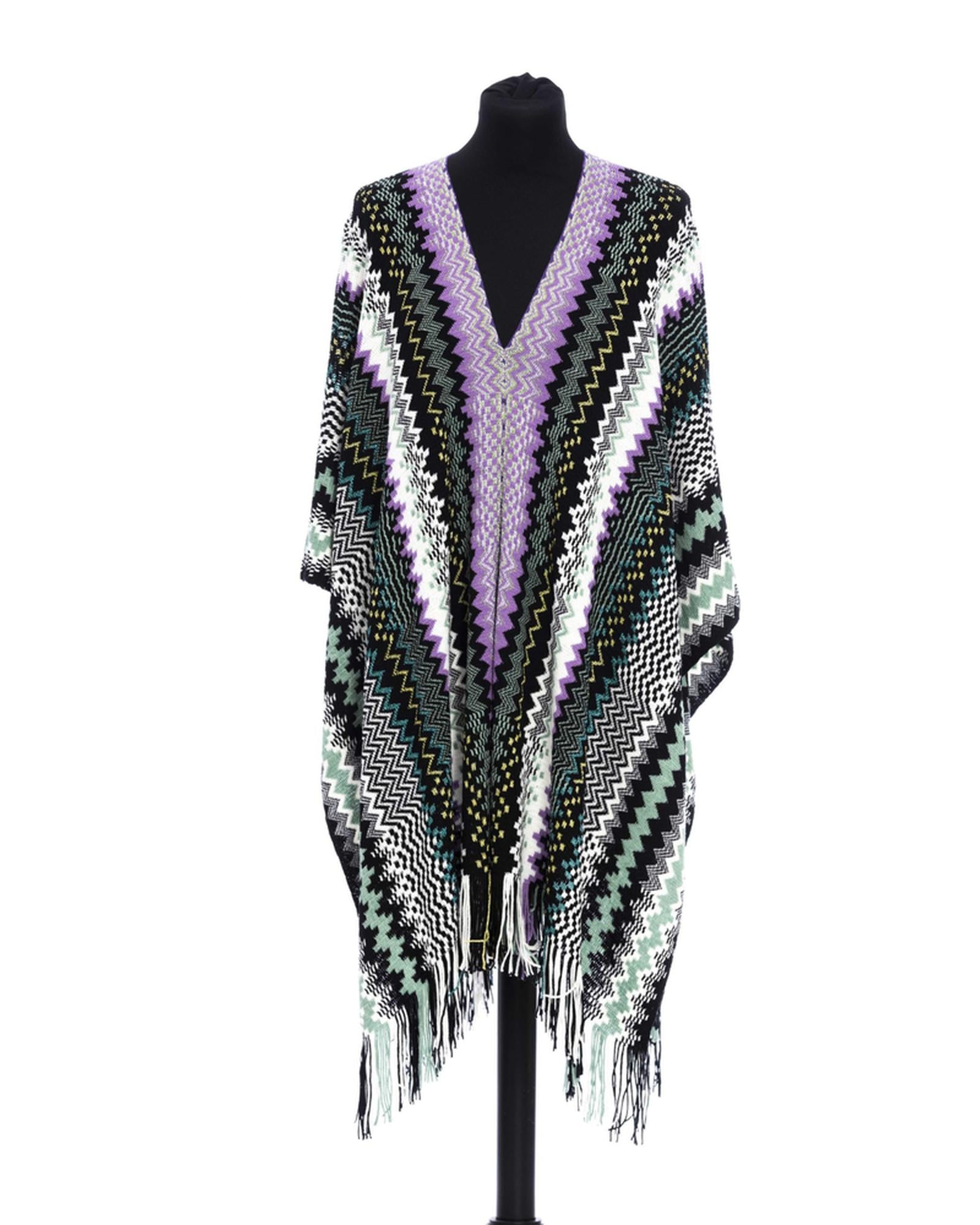 Fringed Geometric Fantasy Poncho One Size Women