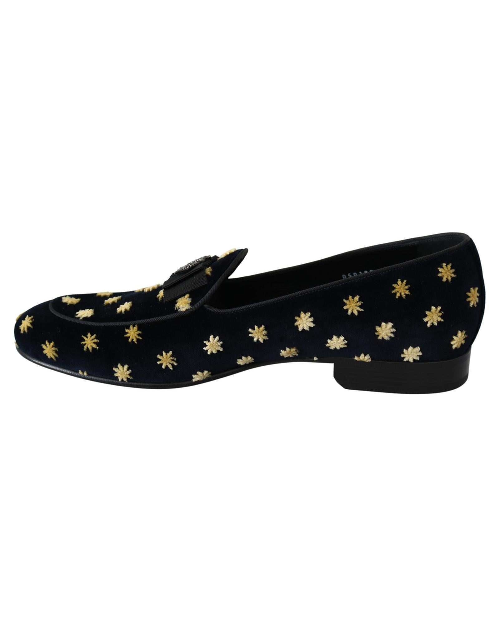 Velvet Loafers with Ricamo Embroidery and Crown Embellishment 39 EU Men