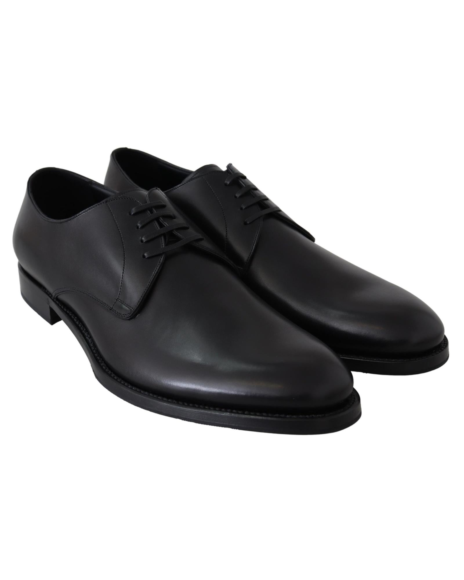 Handcrafted Black Leather Derby Dress Formal Shoes 39 EU Men