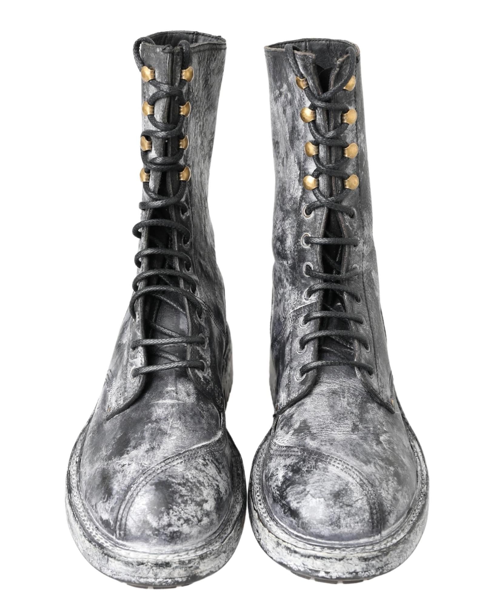 Gorgeous Dolce &amp; Gabbana Lace Up Boots with Logo Details 40 EU Men