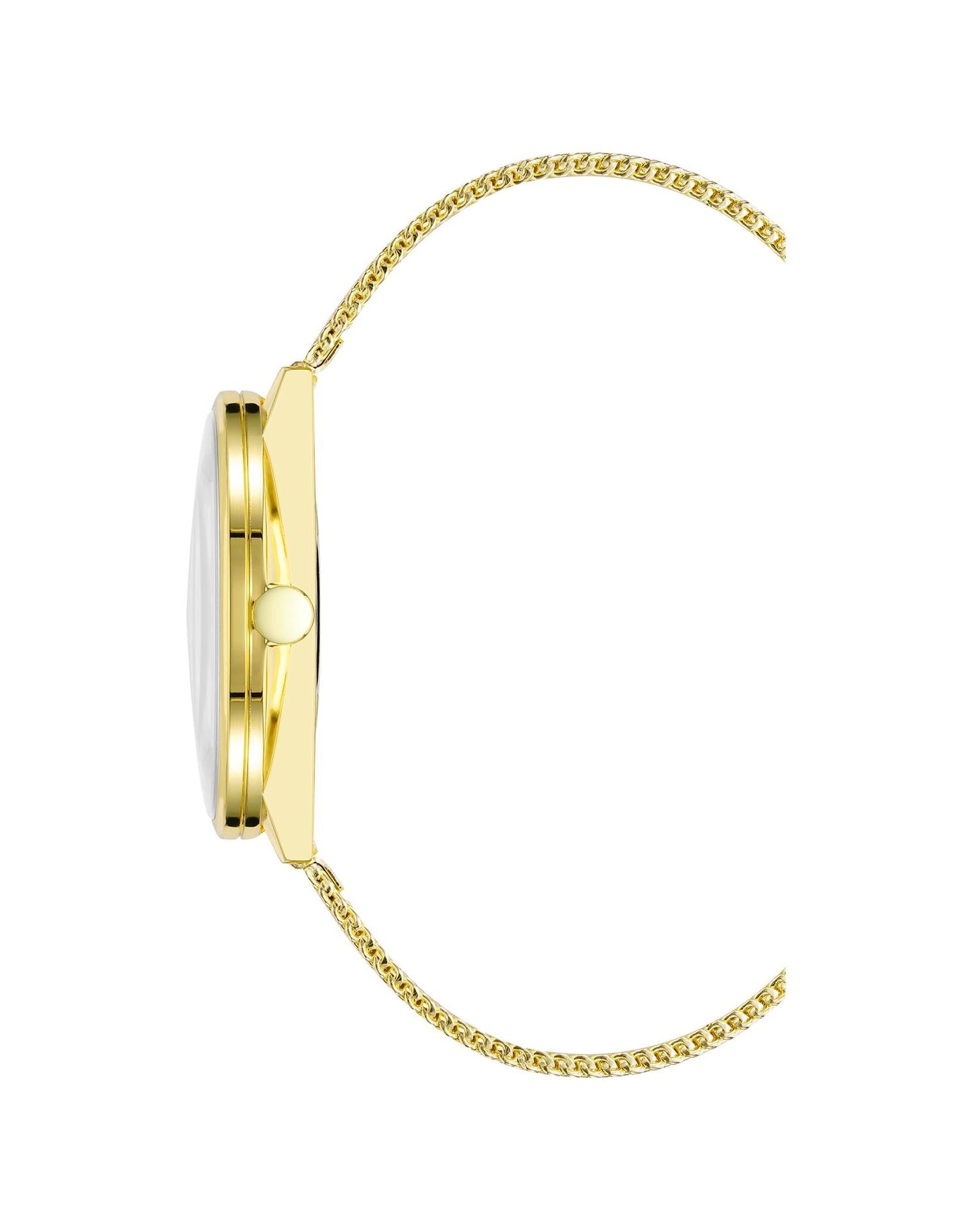 Gold Analog Bangle Watch with Dual Time Functions One Size Women