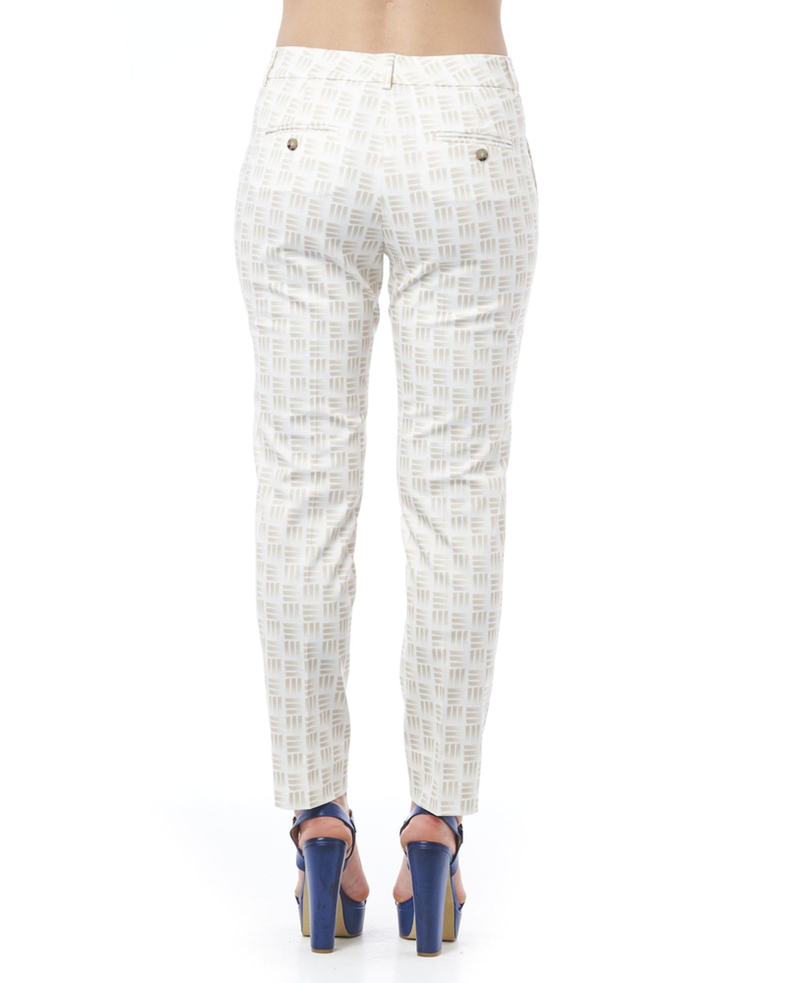 Geometric Pattern Stretch Trousers with Front and Back Pockets 48 IT Women