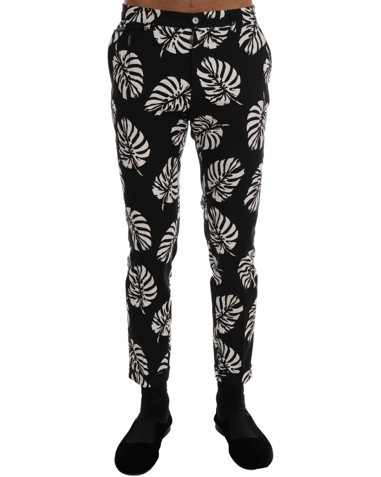 Gorgeous Ankle-Length Slim Fit Casual Pants with Leaf Print 46 IT Men