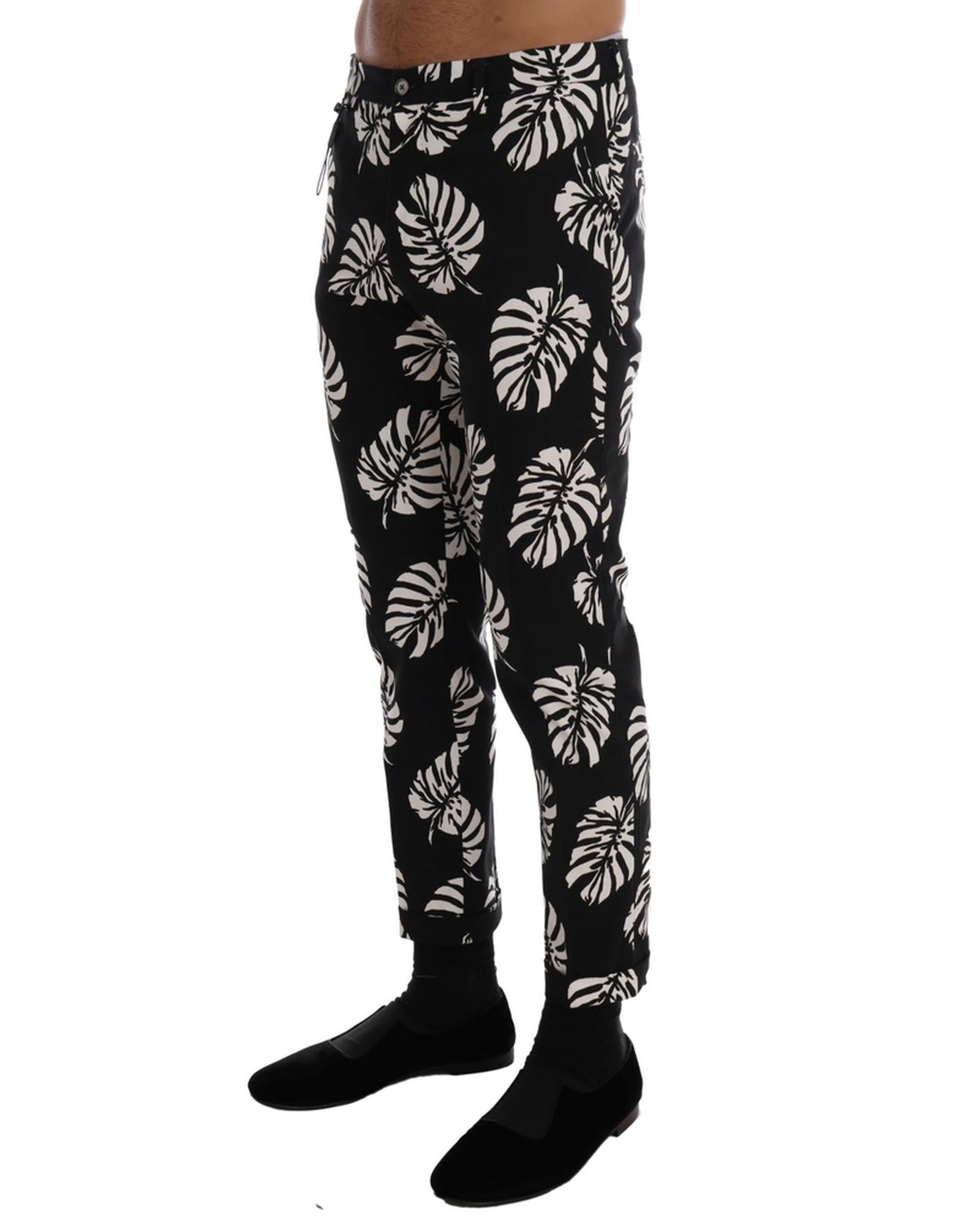 Gorgeous Ankle-Length Slim Fit Casual Pants with Leaf Print 46 IT Men