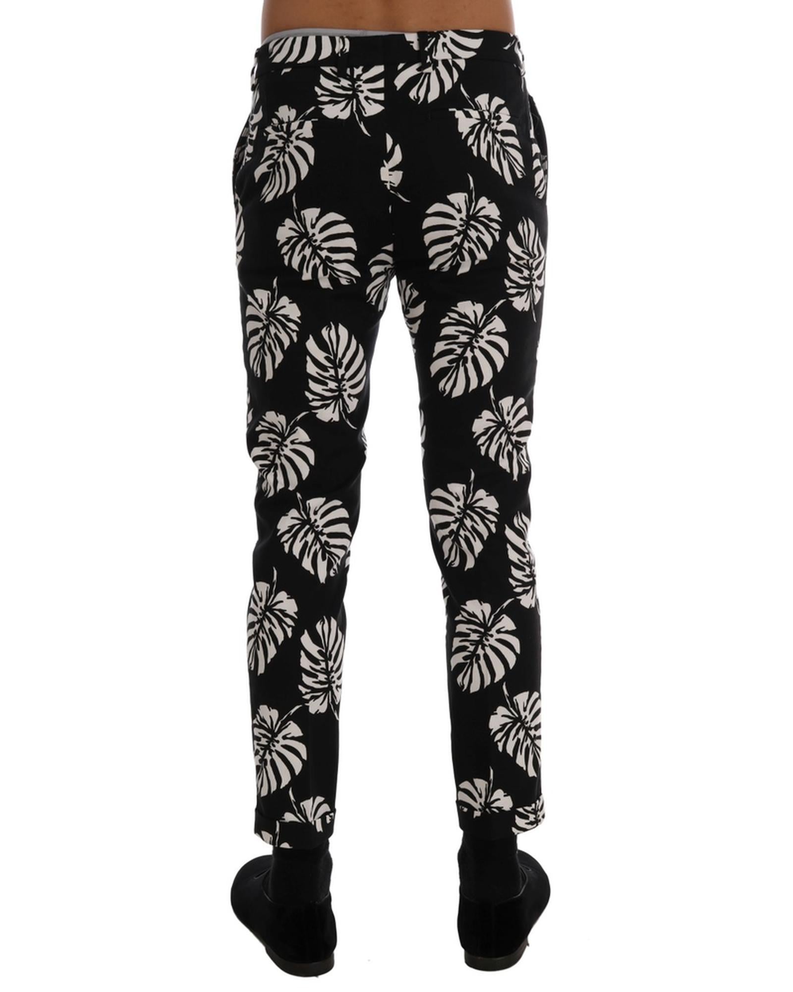 Gorgeous Ankle-Length Slim Fit Casual Pants with Leaf Print 46 IT Men