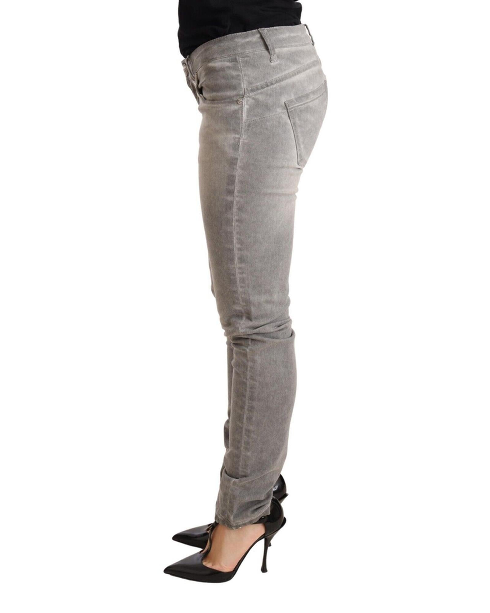 Slim Fit Low Waist Skinny Denim Jeans with Logo Details W26 US Women