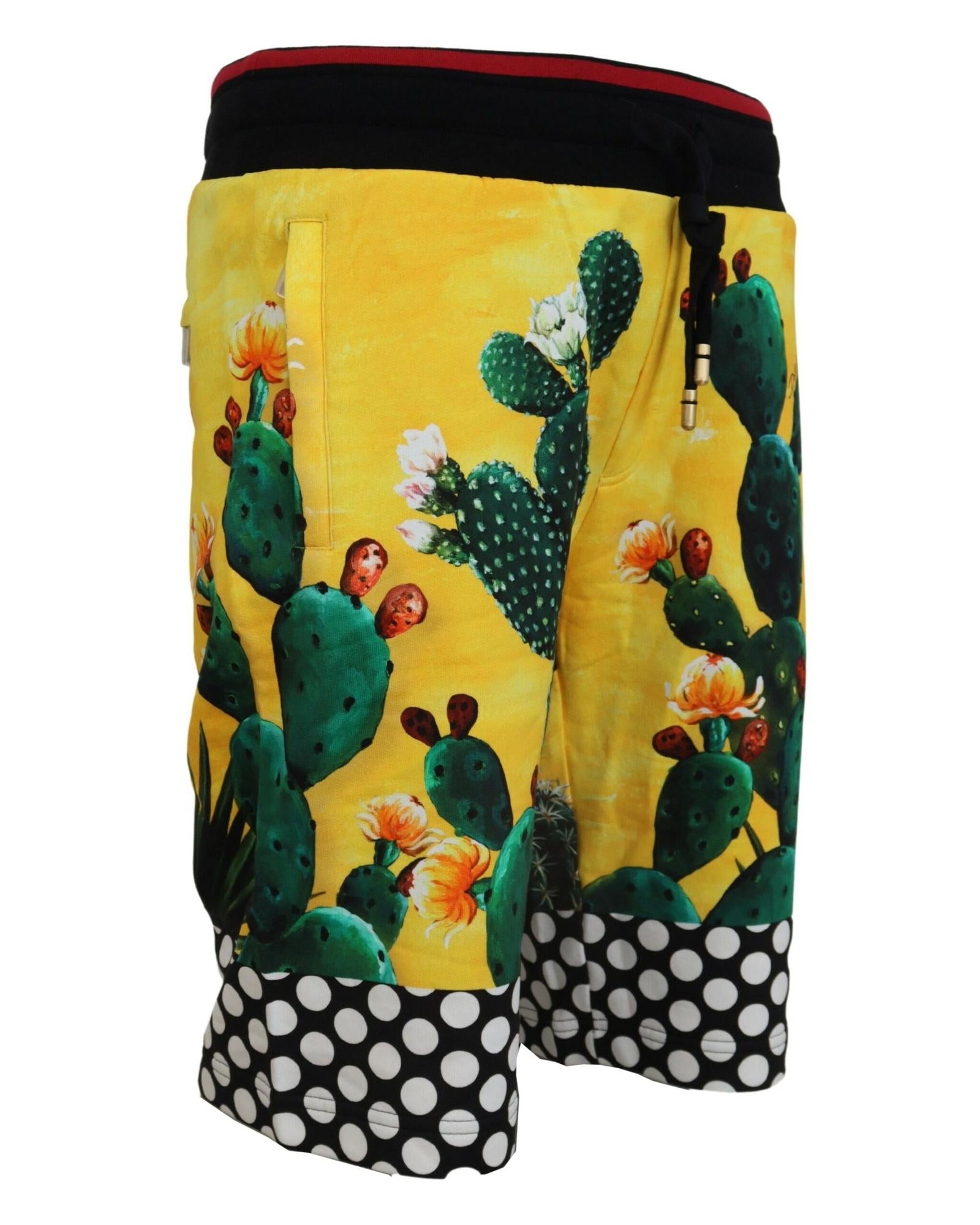 Authentic Dolce &amp; Gabbana Multicolor Cactus Print Sweat Shorts 50 IT Men