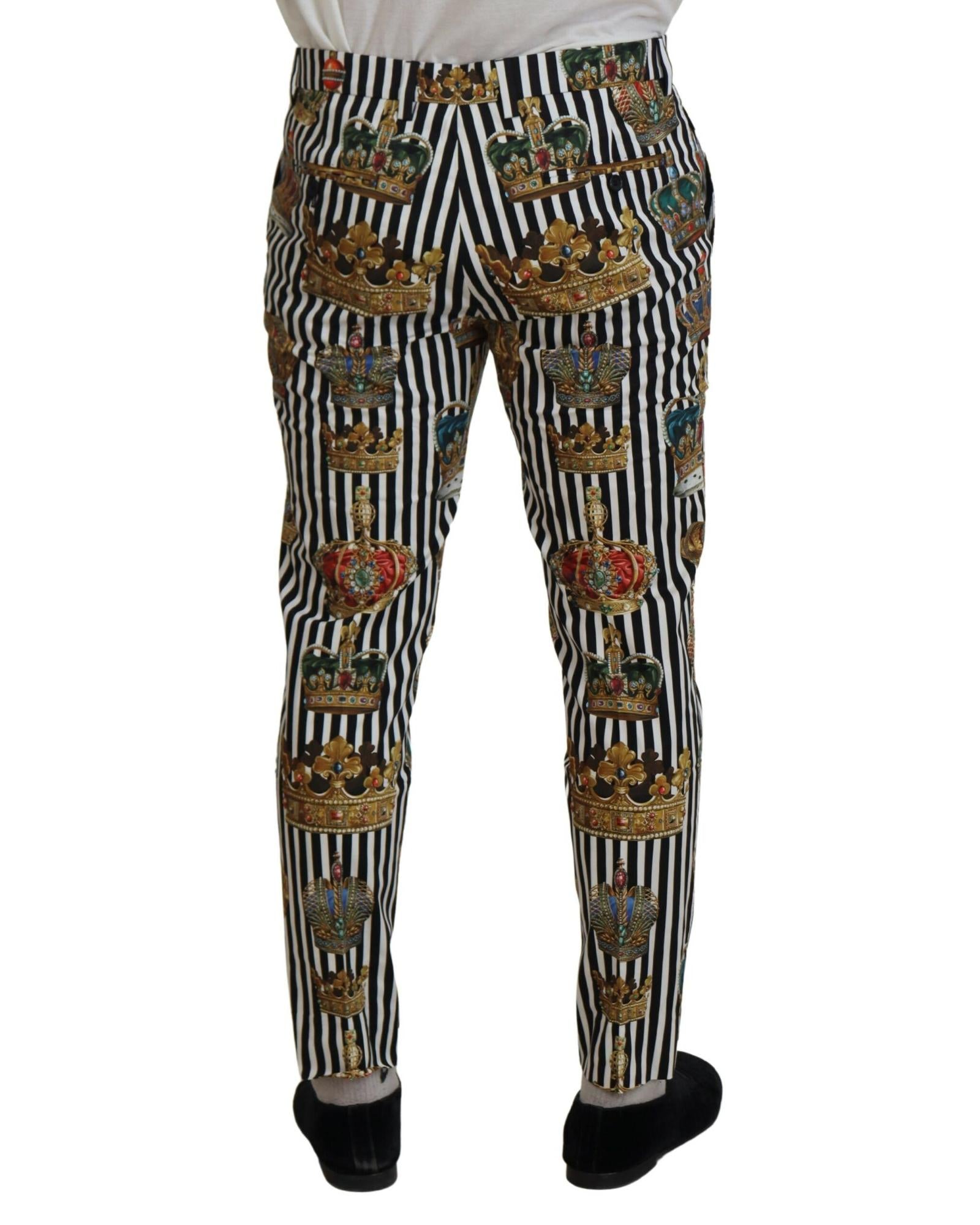 Gorgeous Dolce &amp; Gabbana Chino Pants with Gold Crown Print 46 IT Men