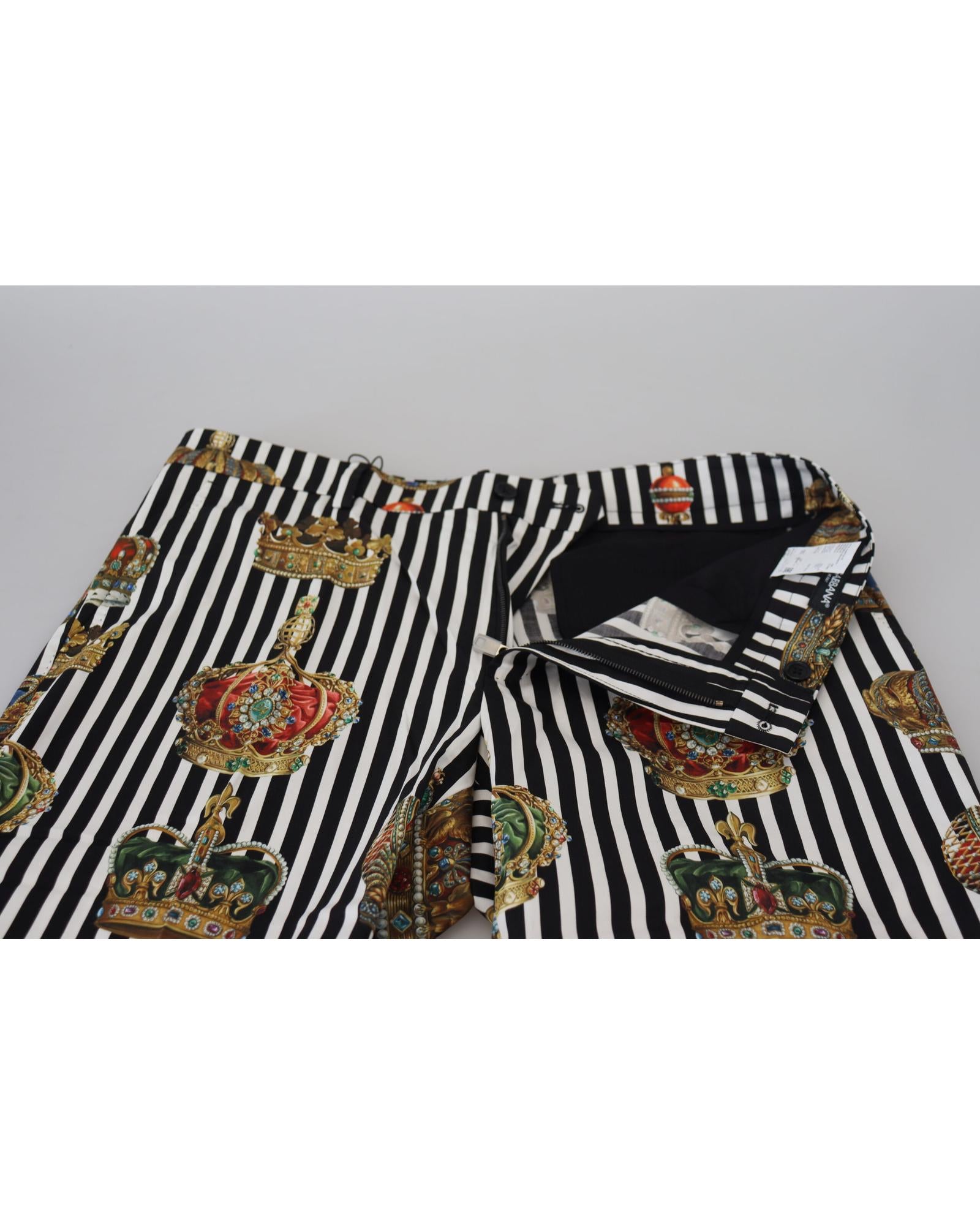 Gorgeous Dolce &amp; Gabbana Chino Pants with Gold Crown Print 46 IT Men