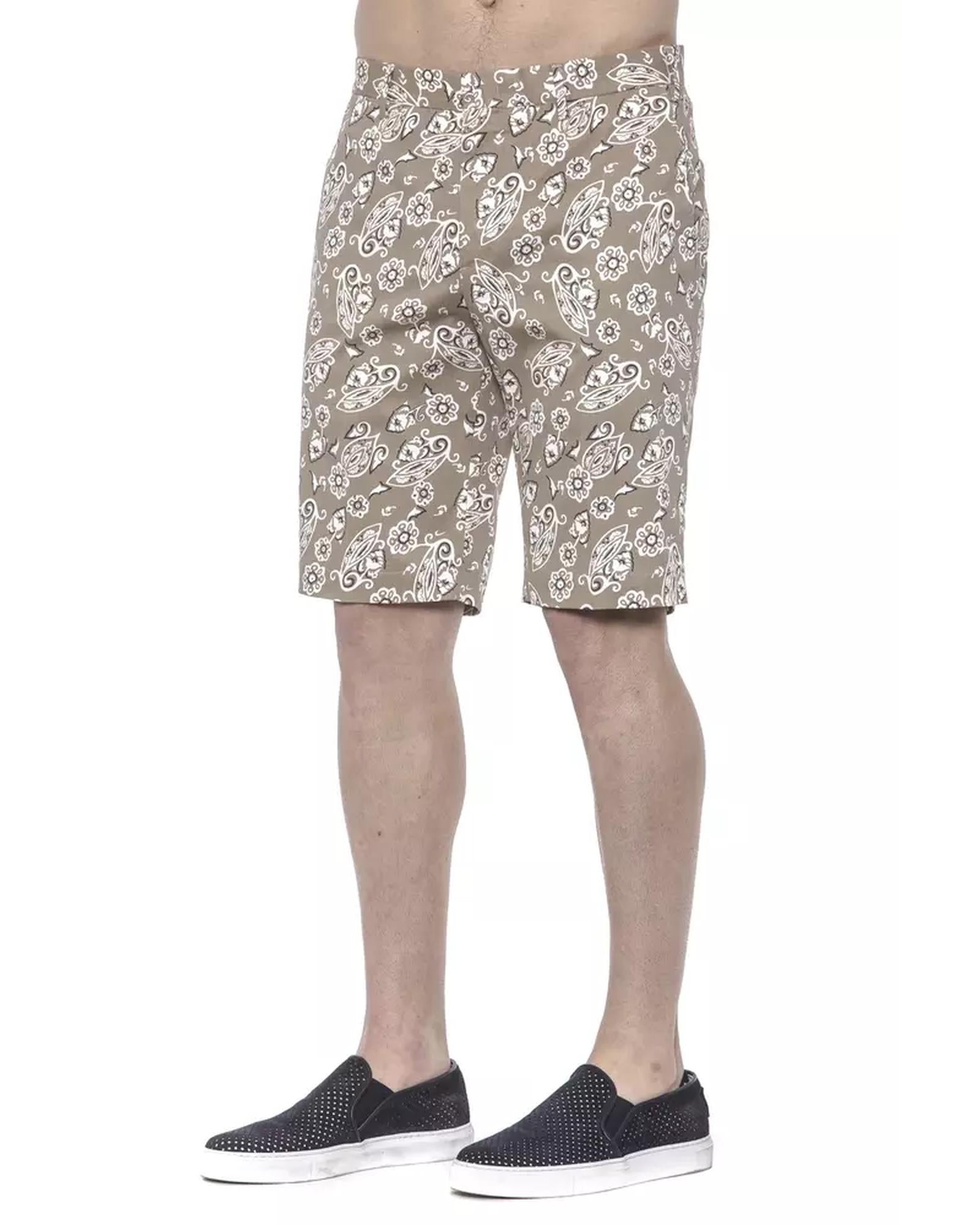 Patterned Mens Bermuda Shorts with Hook and Zip Closure W52 US Men