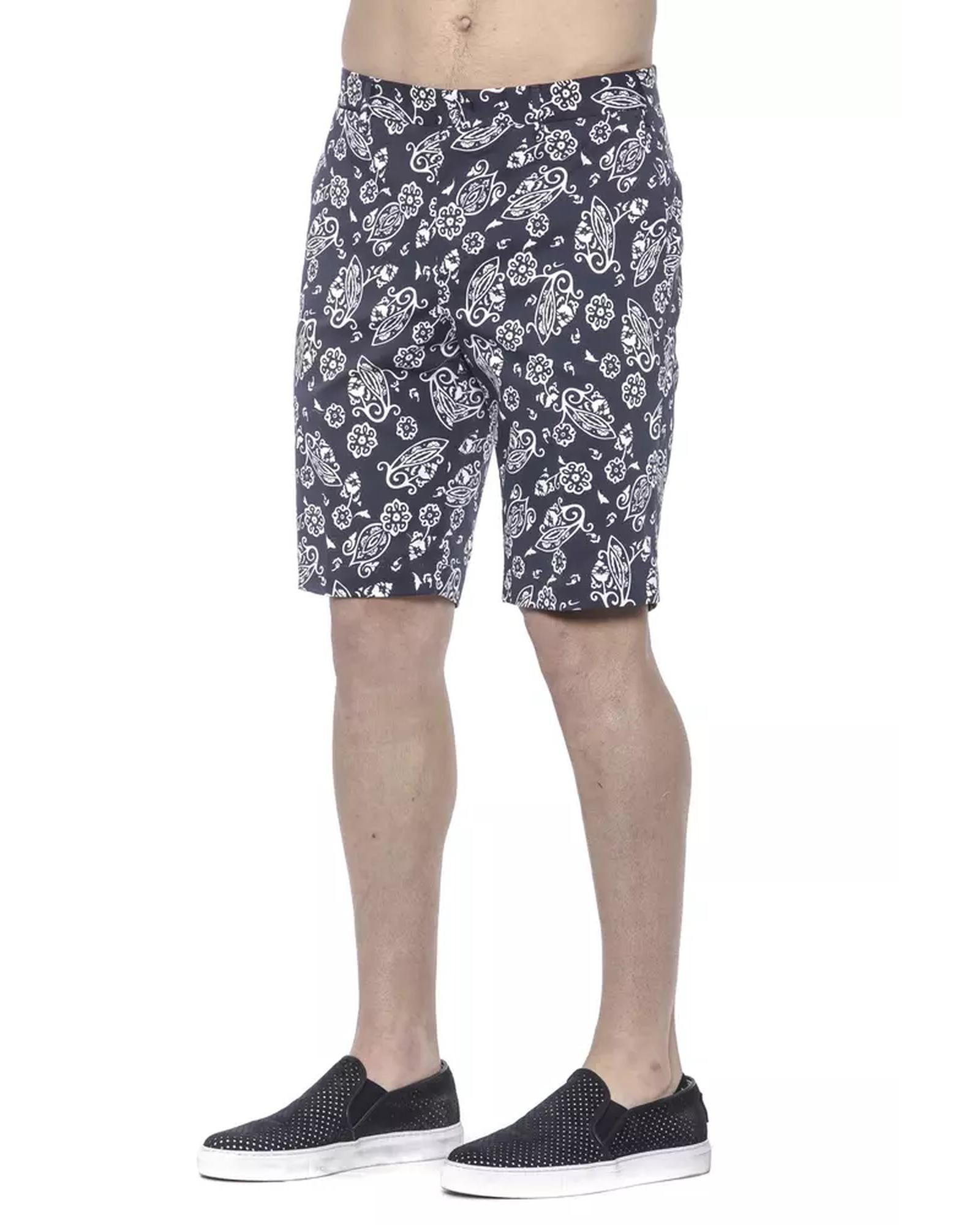 Patterned Mens Bermuda Shorts with Hook and Zip Closure W52 US Men