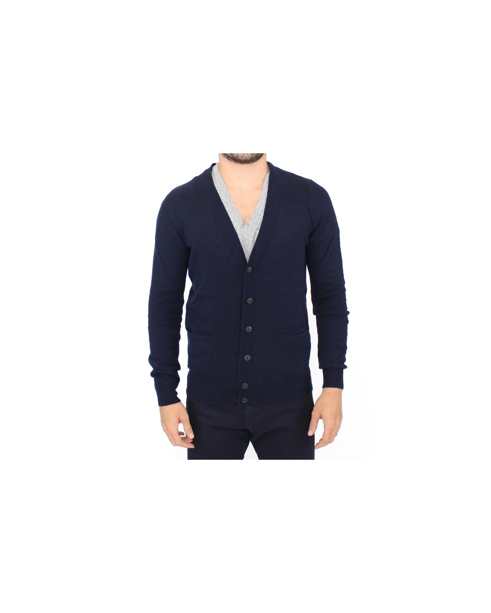 ERMANNO SCERVINO Blue Wool Blend Cardigan Sweater 50 IT Men