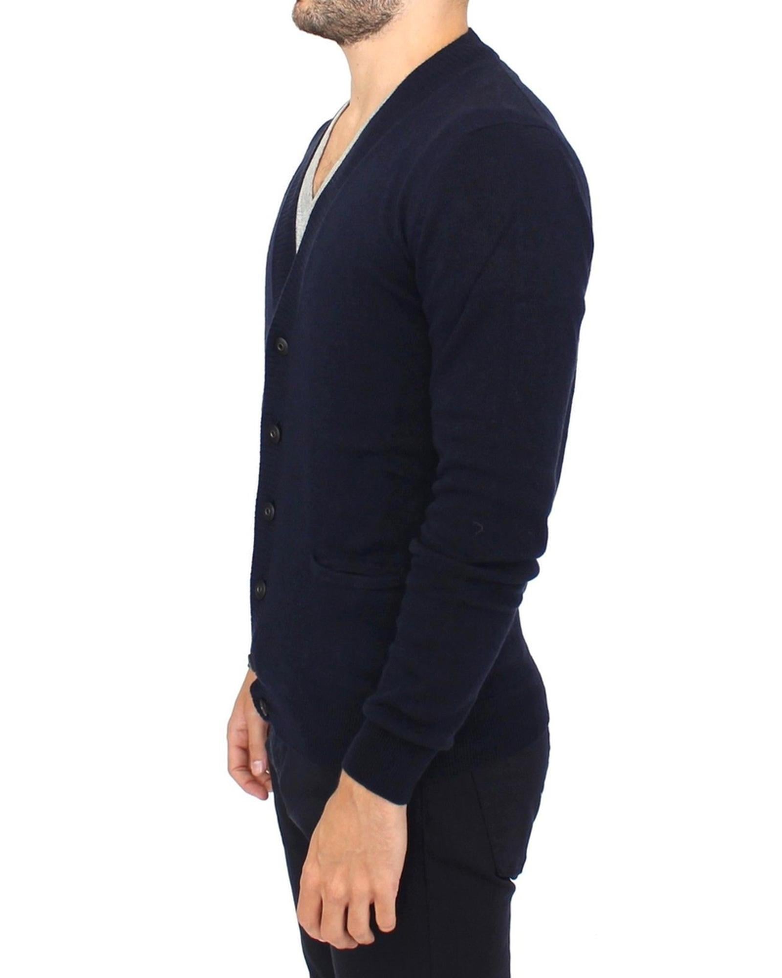 ERMANNO SCERVINO Blue Wool Blend Cardigan Sweater 50 IT Men