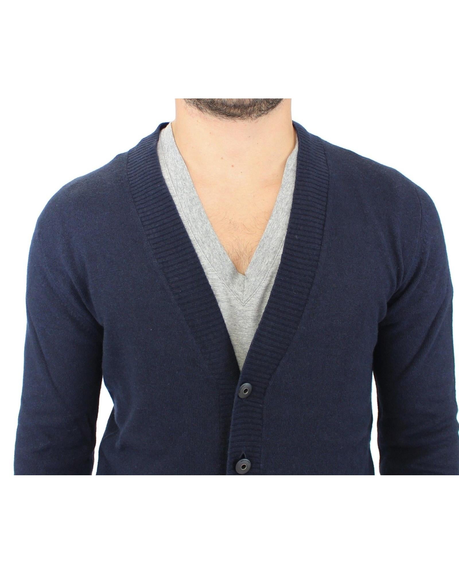 ERMANNO SCERVINO Blue Wool Blend Cardigan Sweater 50 IT Men