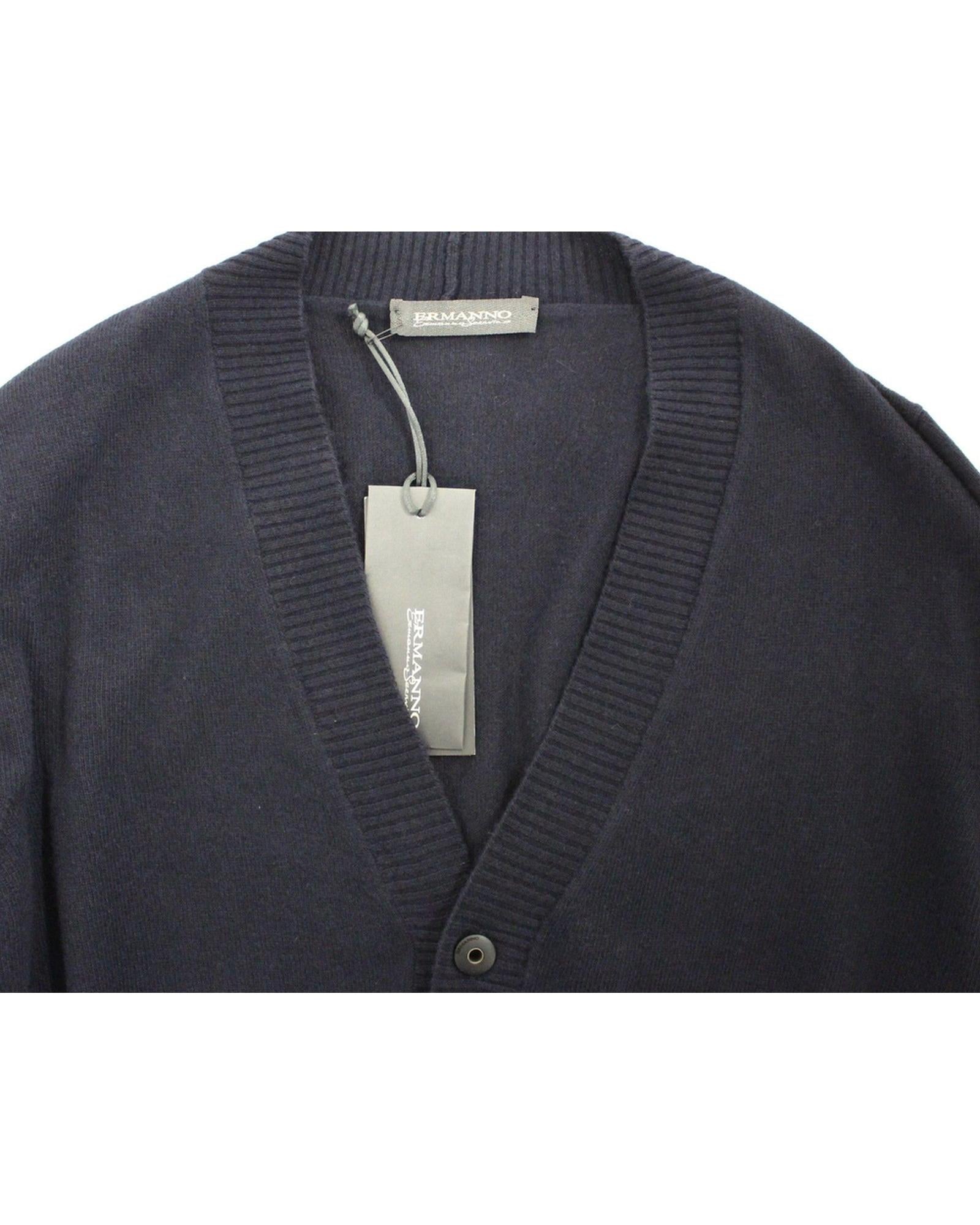 ERMANNO SCERVINO Blue Wool Blend Cardigan Sweater 50 IT Men