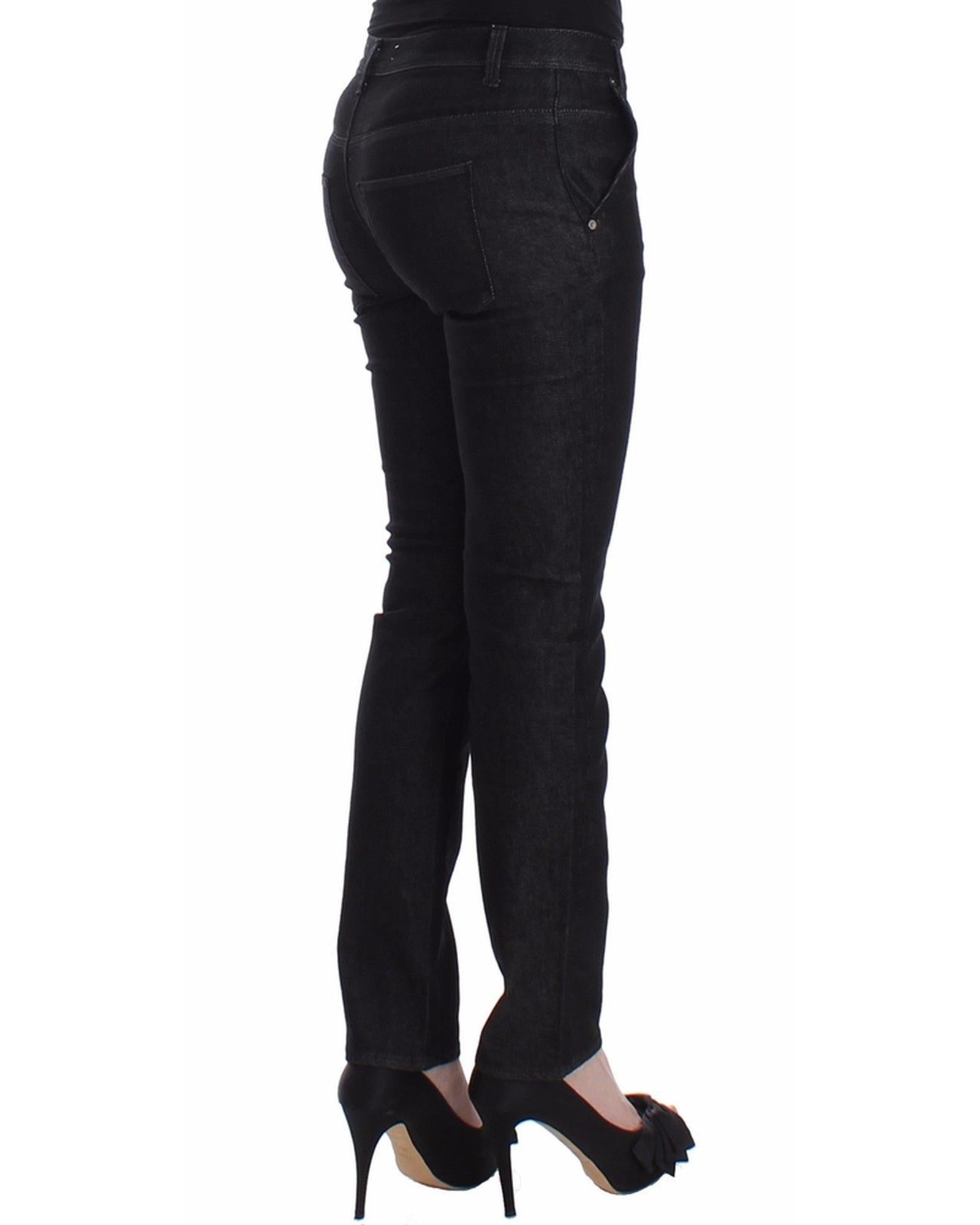 Authentic Ermanno Scervino Black Skinny Jeans with Logo Details W26 US Women