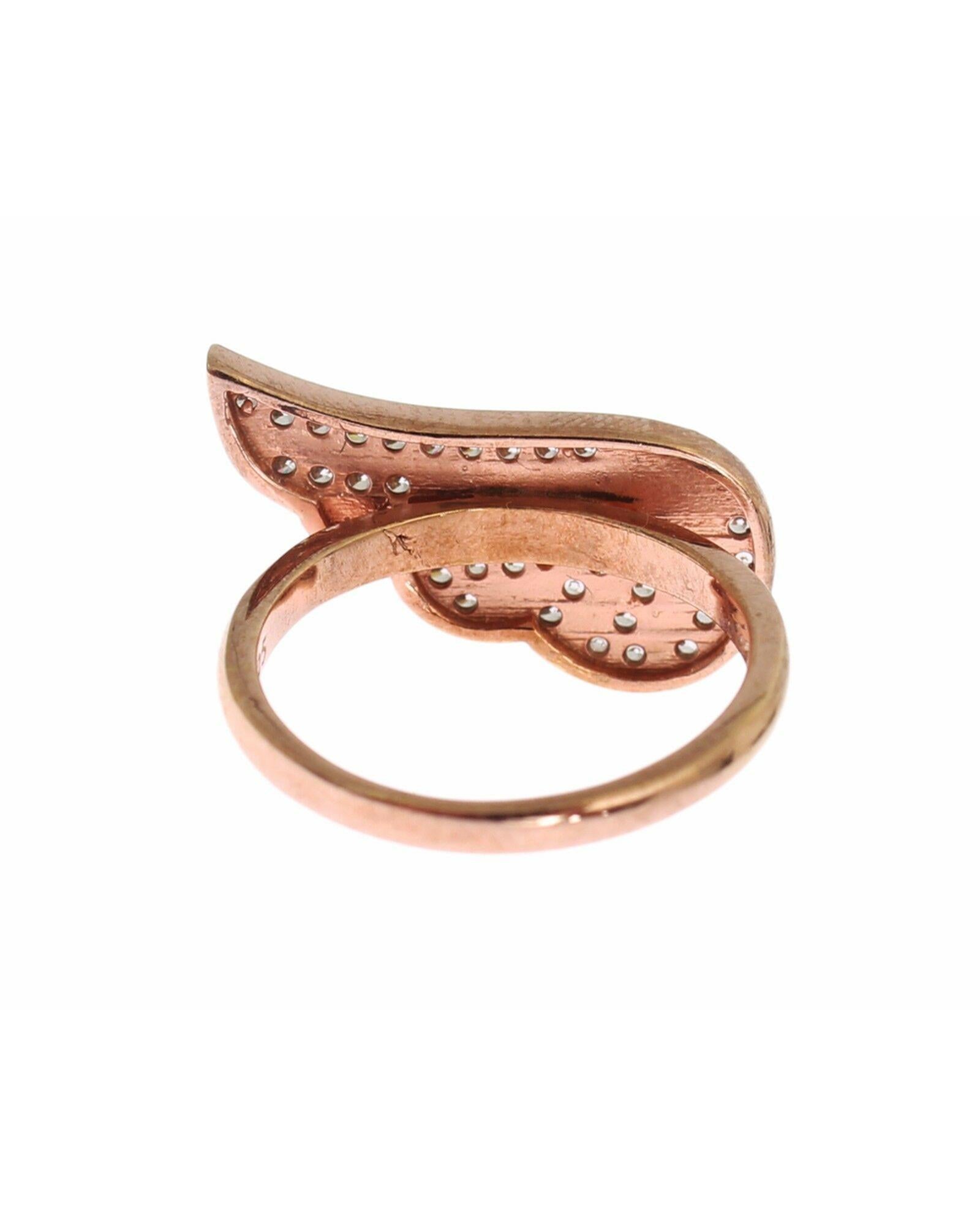 Authentic NIALAYA Ring with Pink Gold Plating and Clear CZ Crystals 50 EU Women