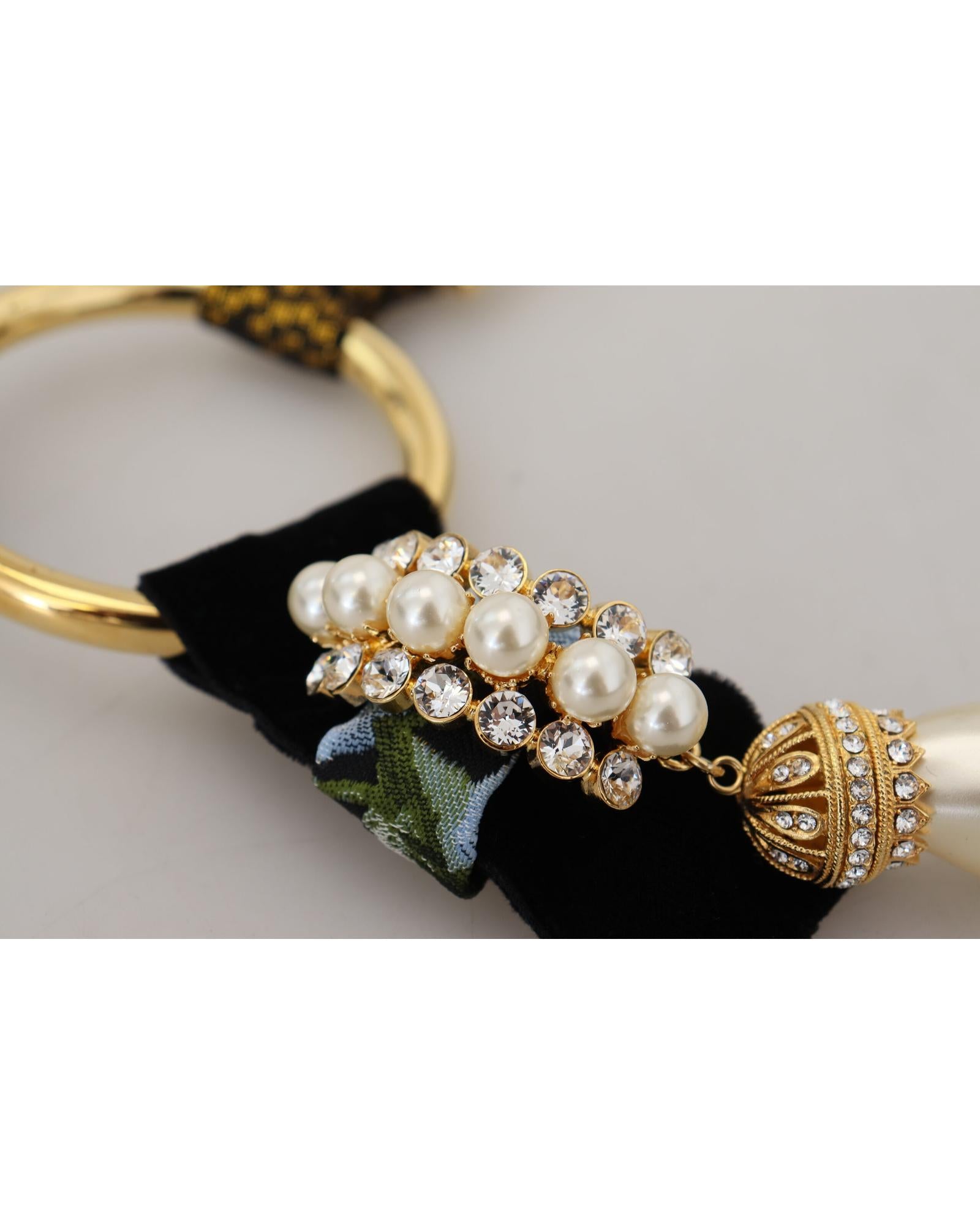 Gorgeous Dolce &amp; Gabbana Gold Brass Pearl Statement Necklace One Size Women