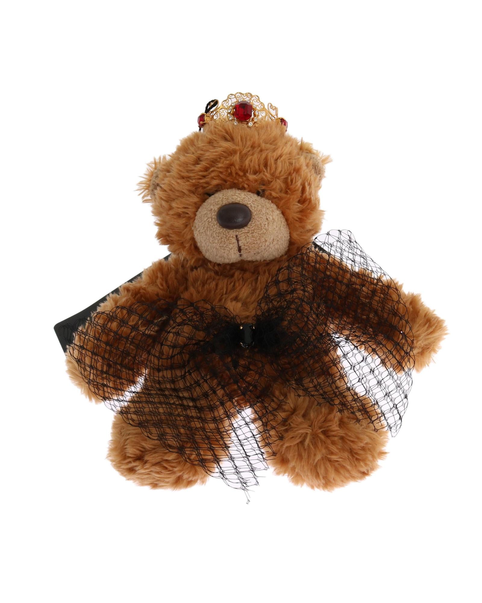 Dolce &amp; Gabbana Brown Teddy Bear Crystal Hair Band One Size Women