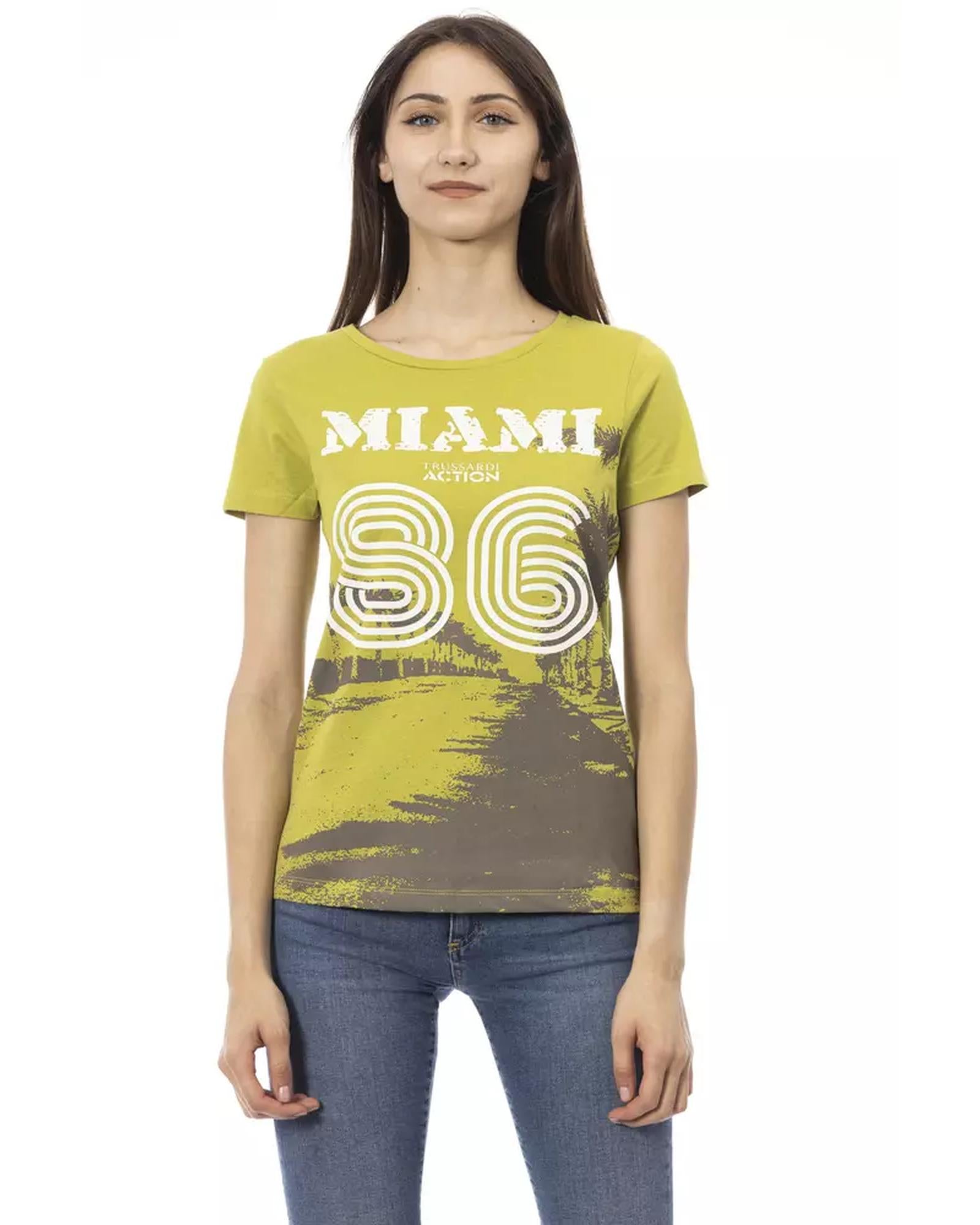 Short Sleeve T-shirt with Round Neck and Front Print 2XL Women