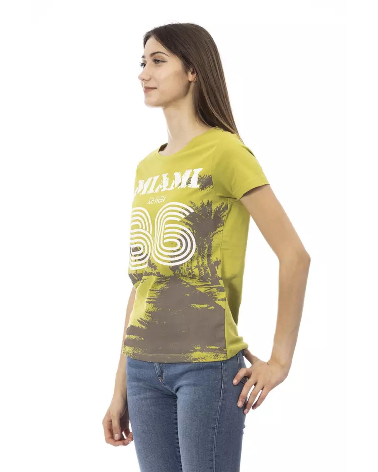 Short Sleeve T-shirt with Round Neck and Front Print 2XL Women