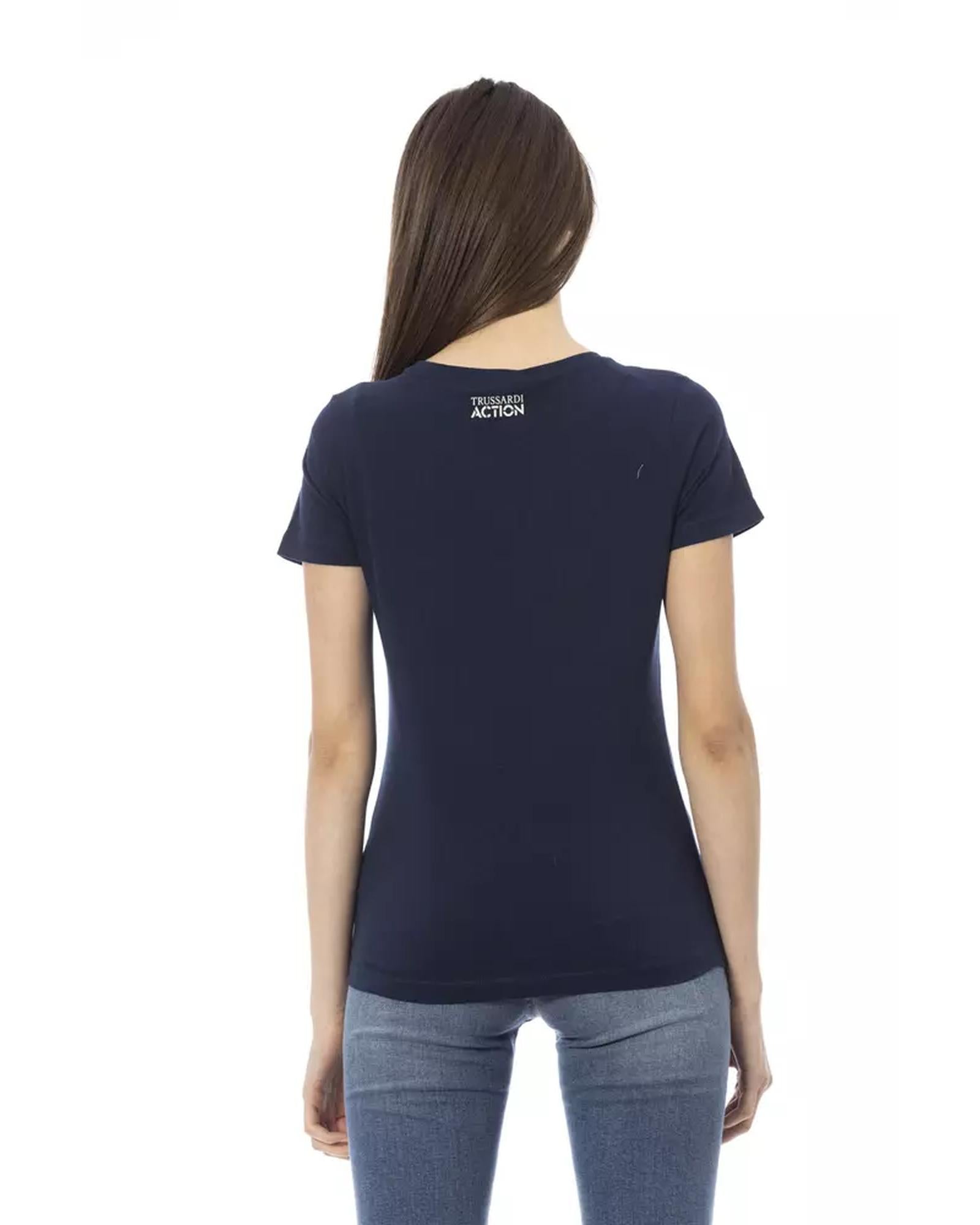 Short Sleeve T-shirt with Round Neck and Front Print S Women