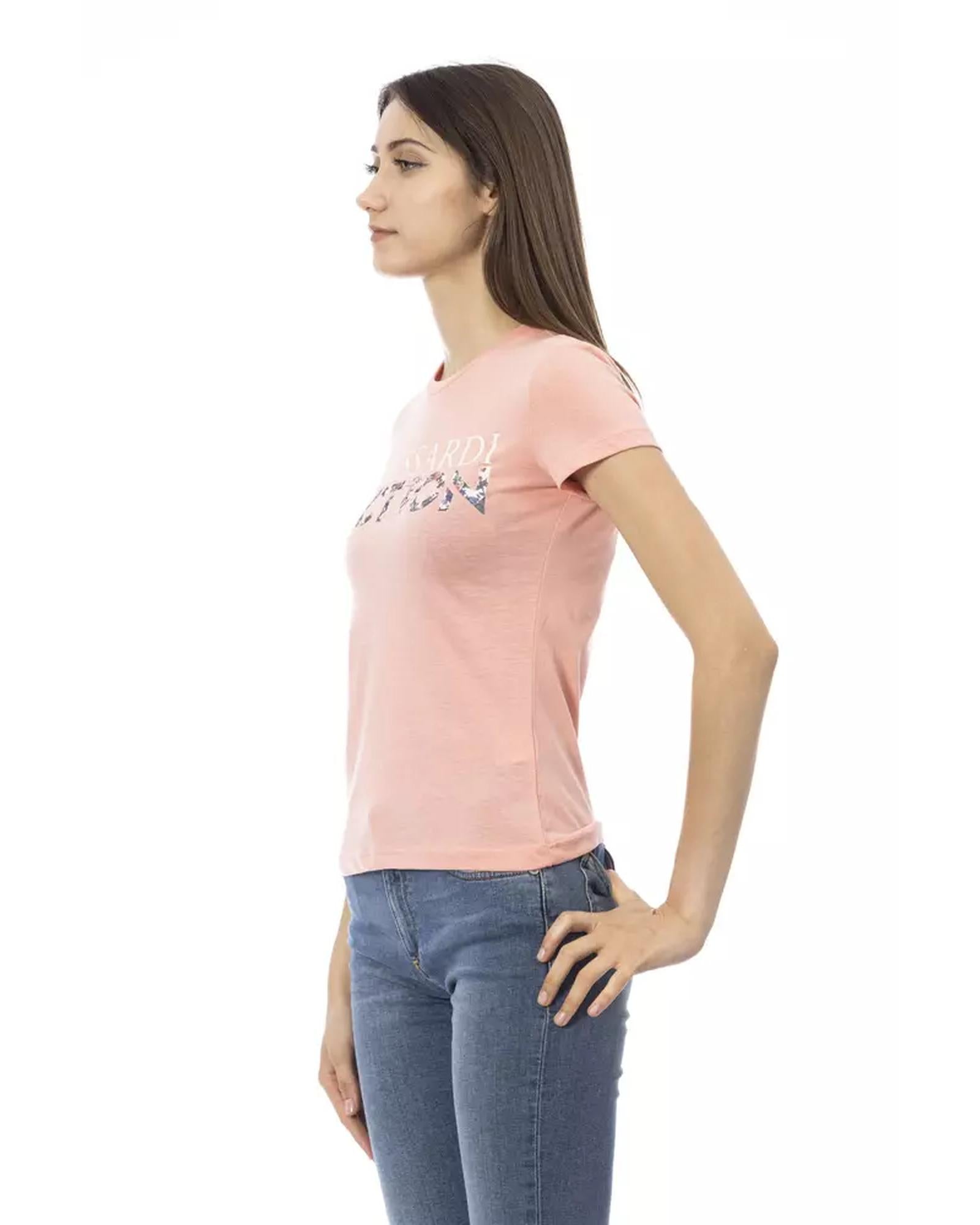 Short Sleeve T-shirt with Round Neck and Front Print M Women