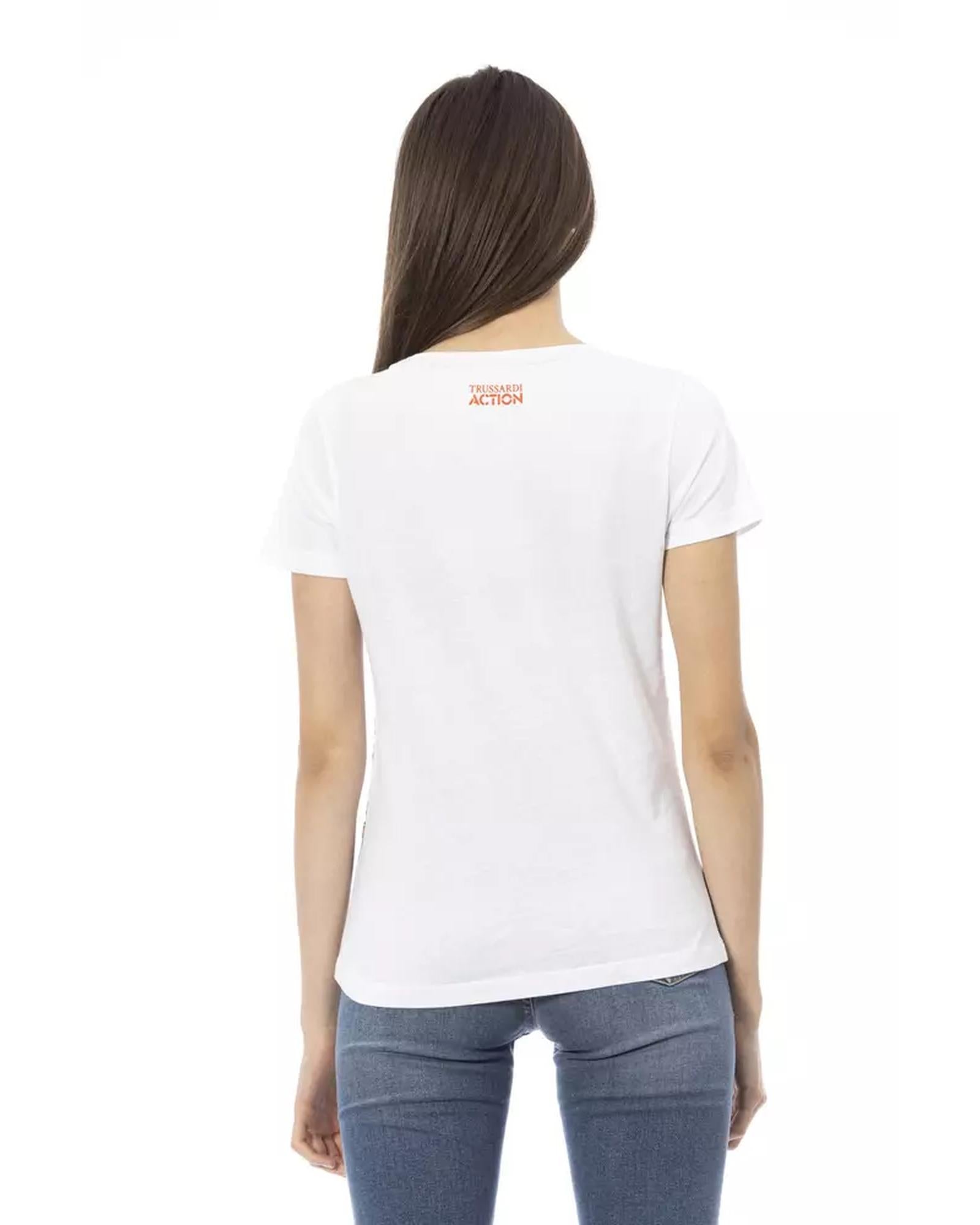 Short Sleeve Round Neck T-shirt with Front Print M Women