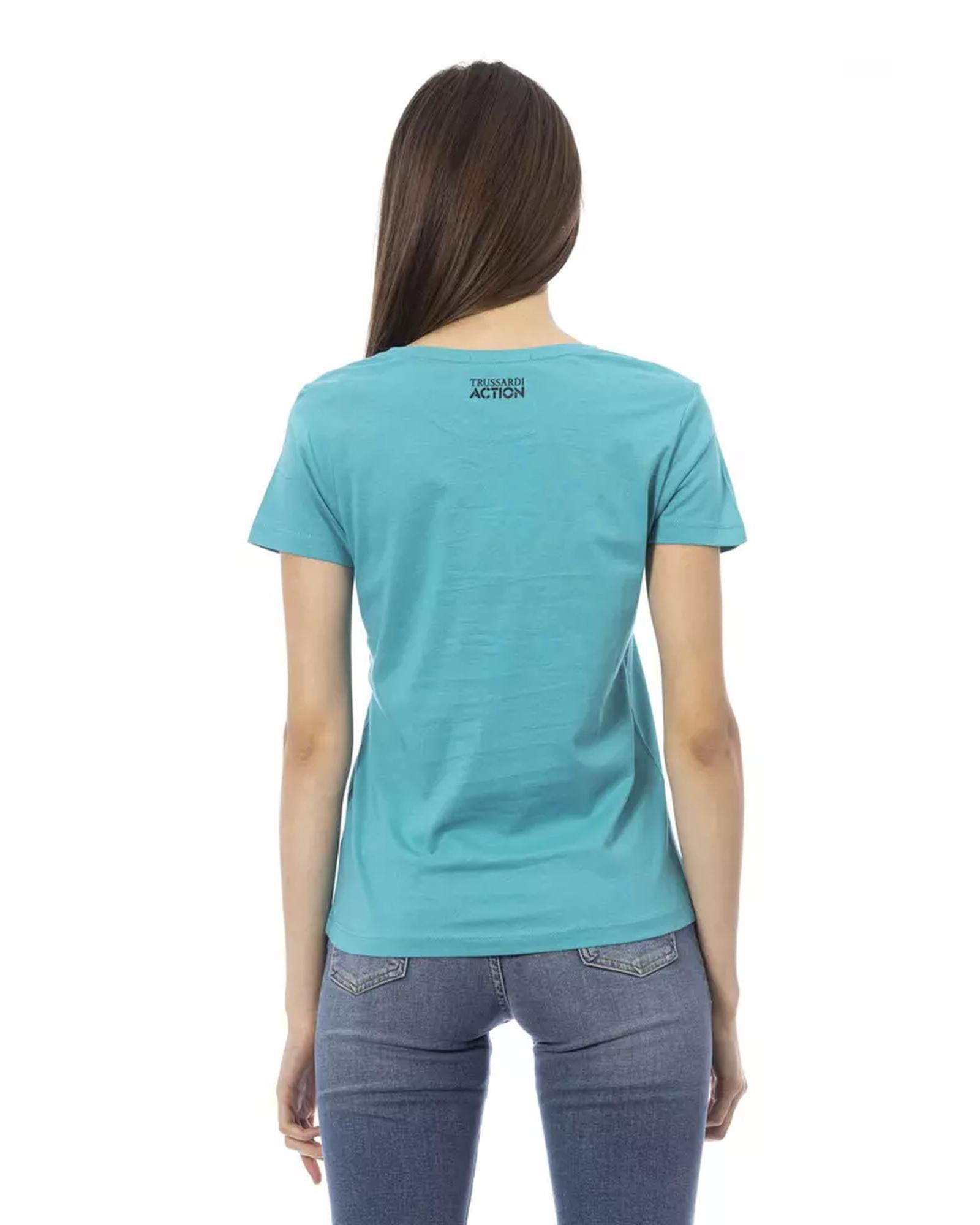 Short Sleeve Round Neck T-shirt with Front Print M Women